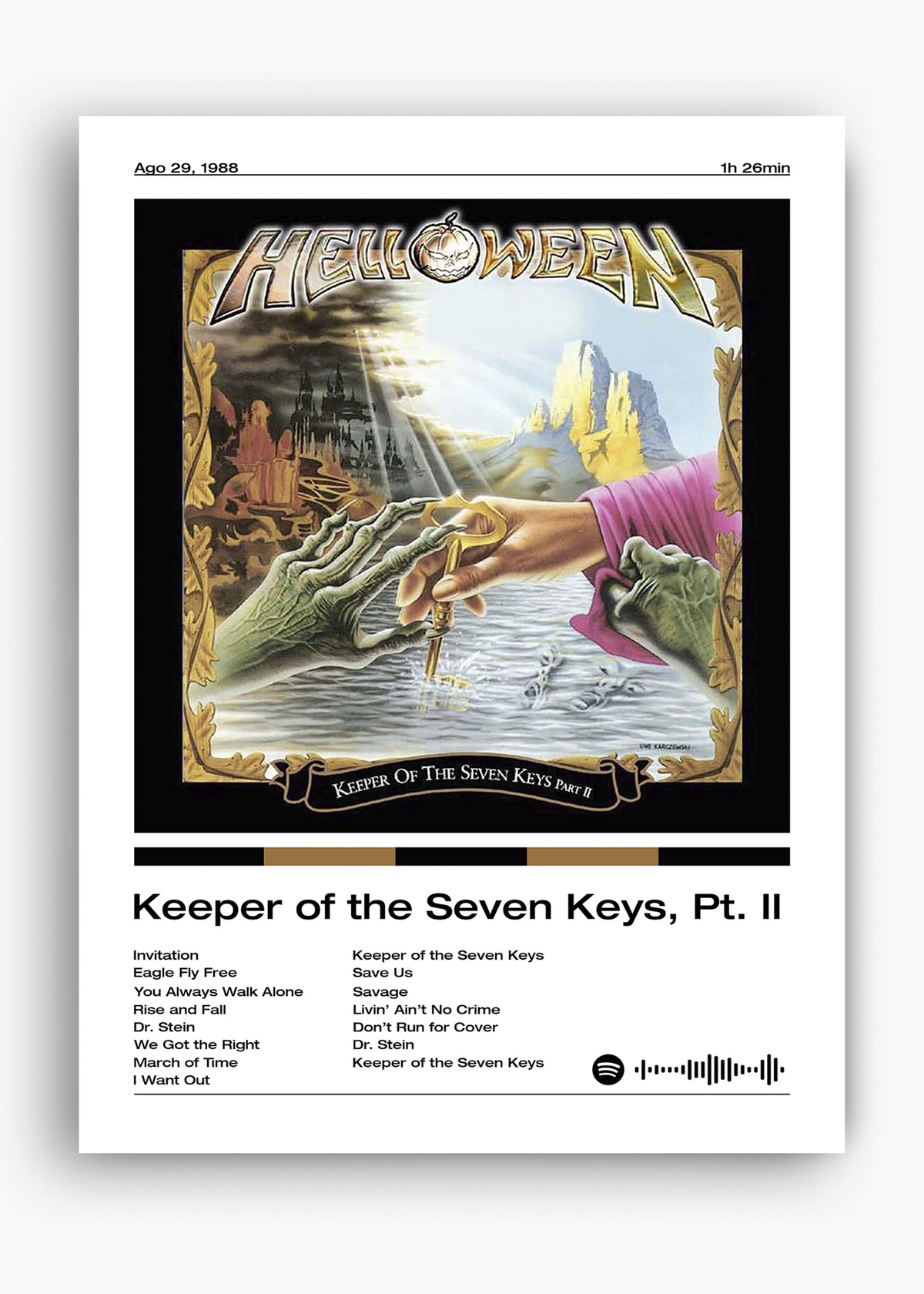 Quadro decorativo Helloween Keeper Of the Seven Keys PT II — arte de heavy metal para parede | Cübe Quadros