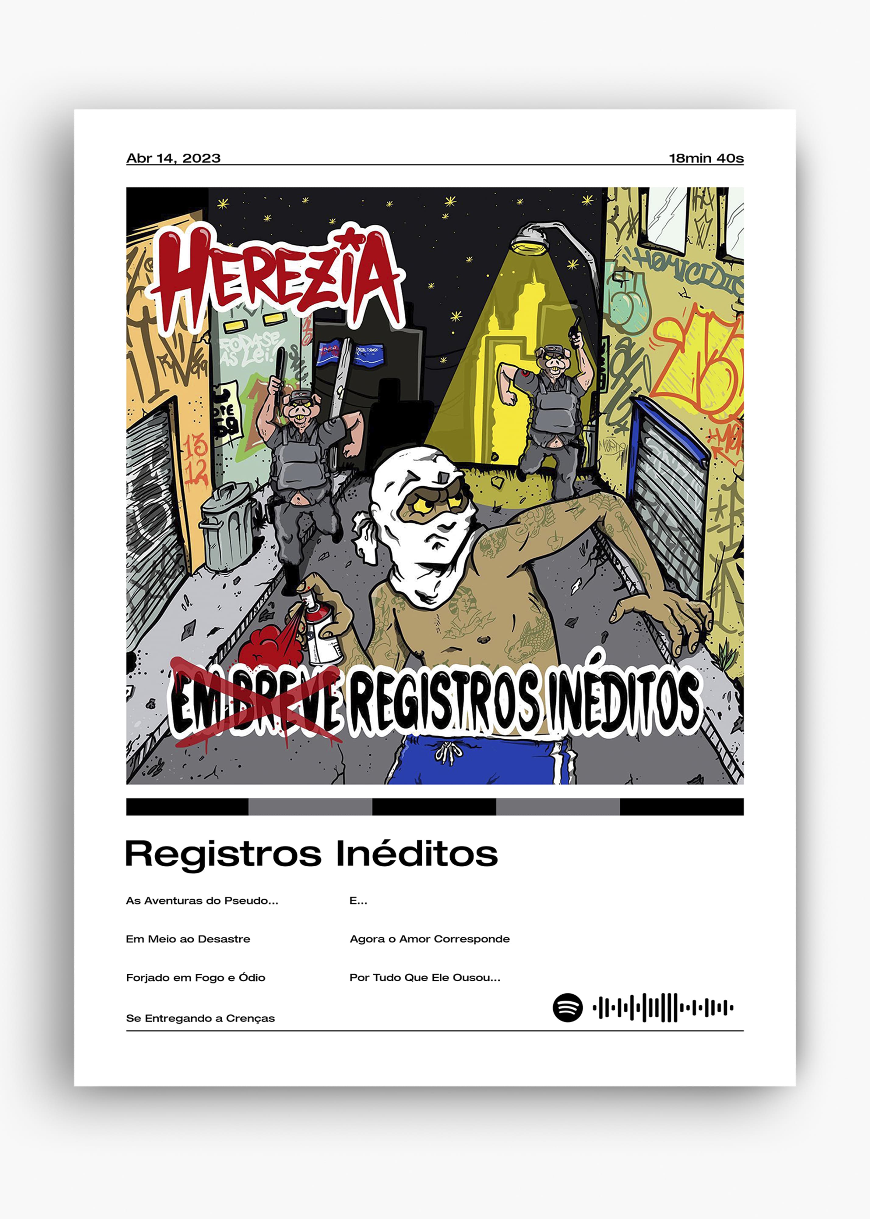 Quadro decorativo Herezia Registros Inéditos — arte musical para parede | Cübe Quadros