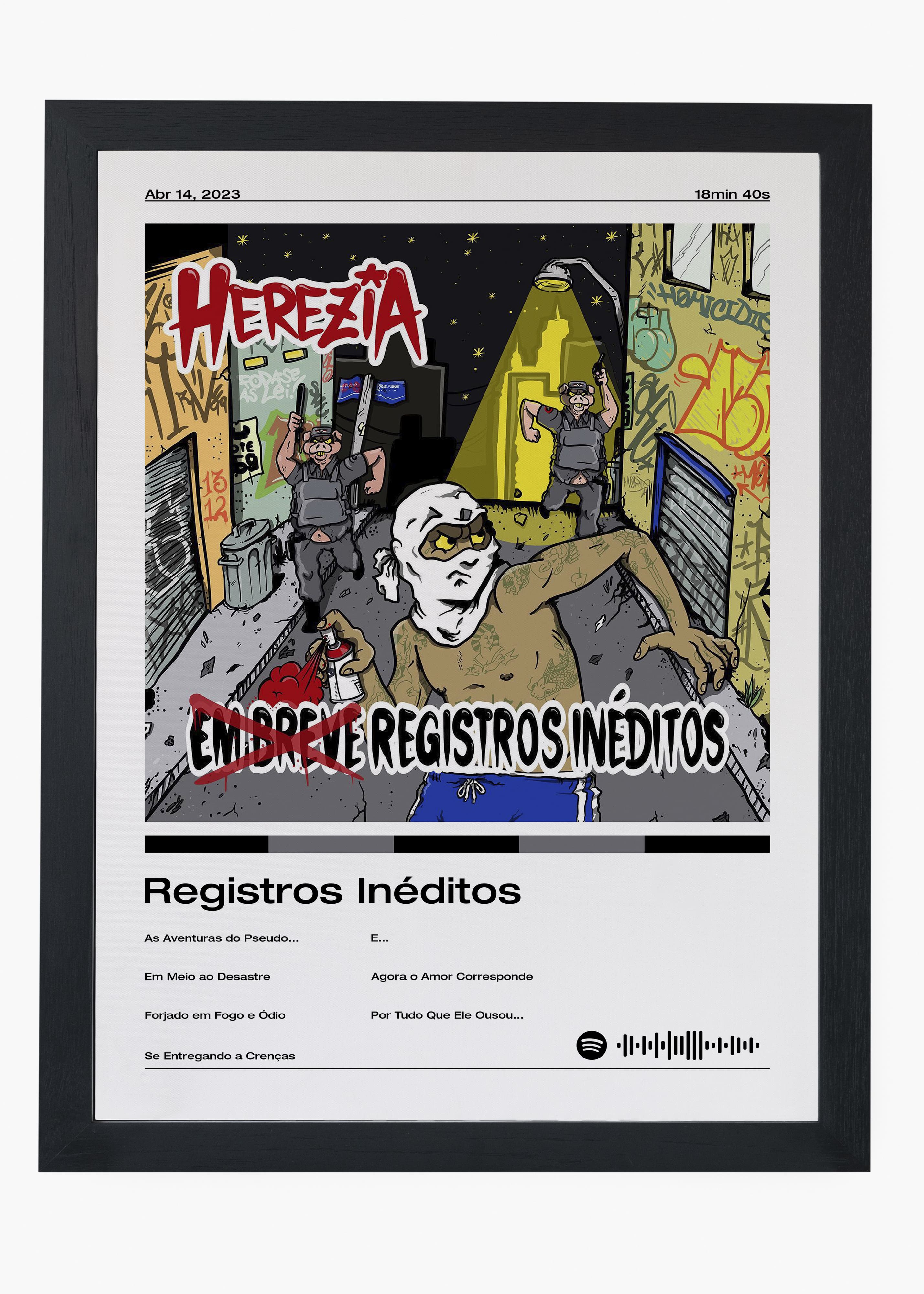 Quadro decorativo Herezia Registros Inéditos — arte musical para parede | Cübe Quadros