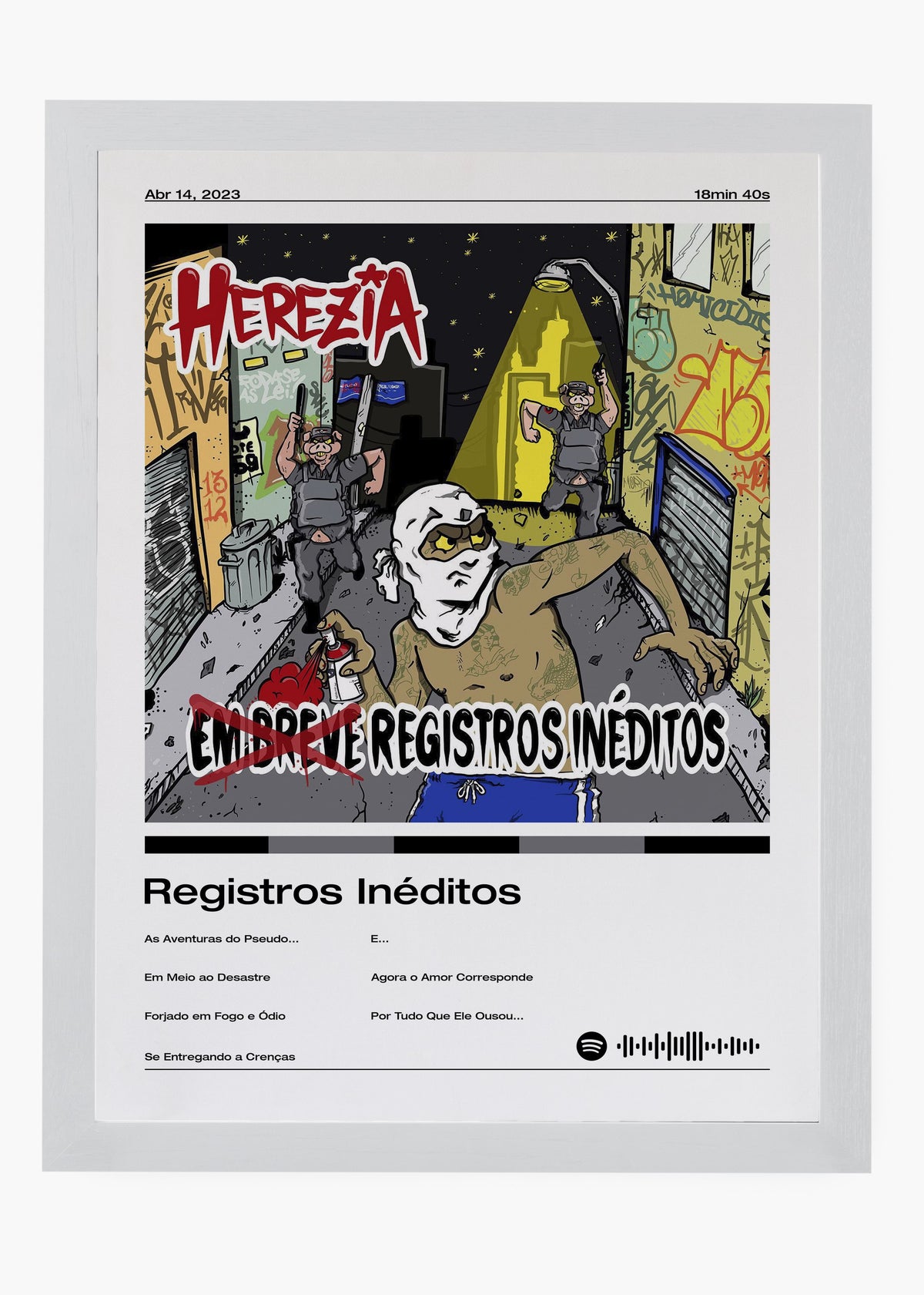 Quadro decorativo Herezia Registros Inéditos — arte musical para parede | Cübe Quadros