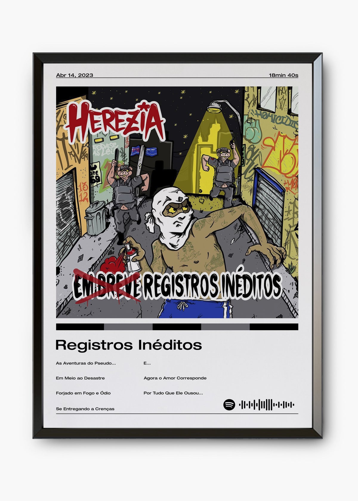 Quadro decorativo Herezia Registros Inéditos — arte musical para parede | Cübe Quadros