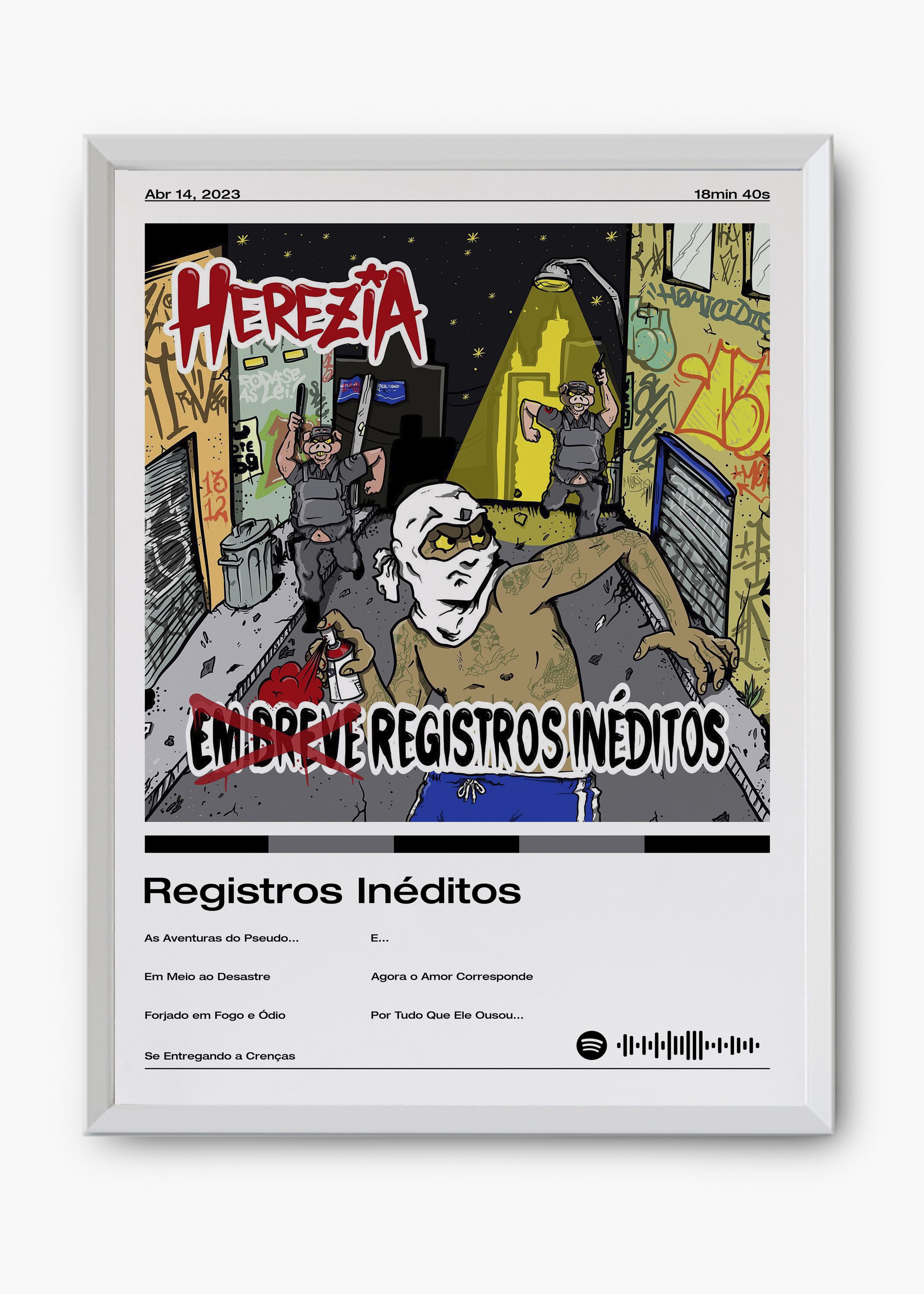 Quadro decorativo Herezia Registros Inéditos — arte musical para parede | Cübe Quadros