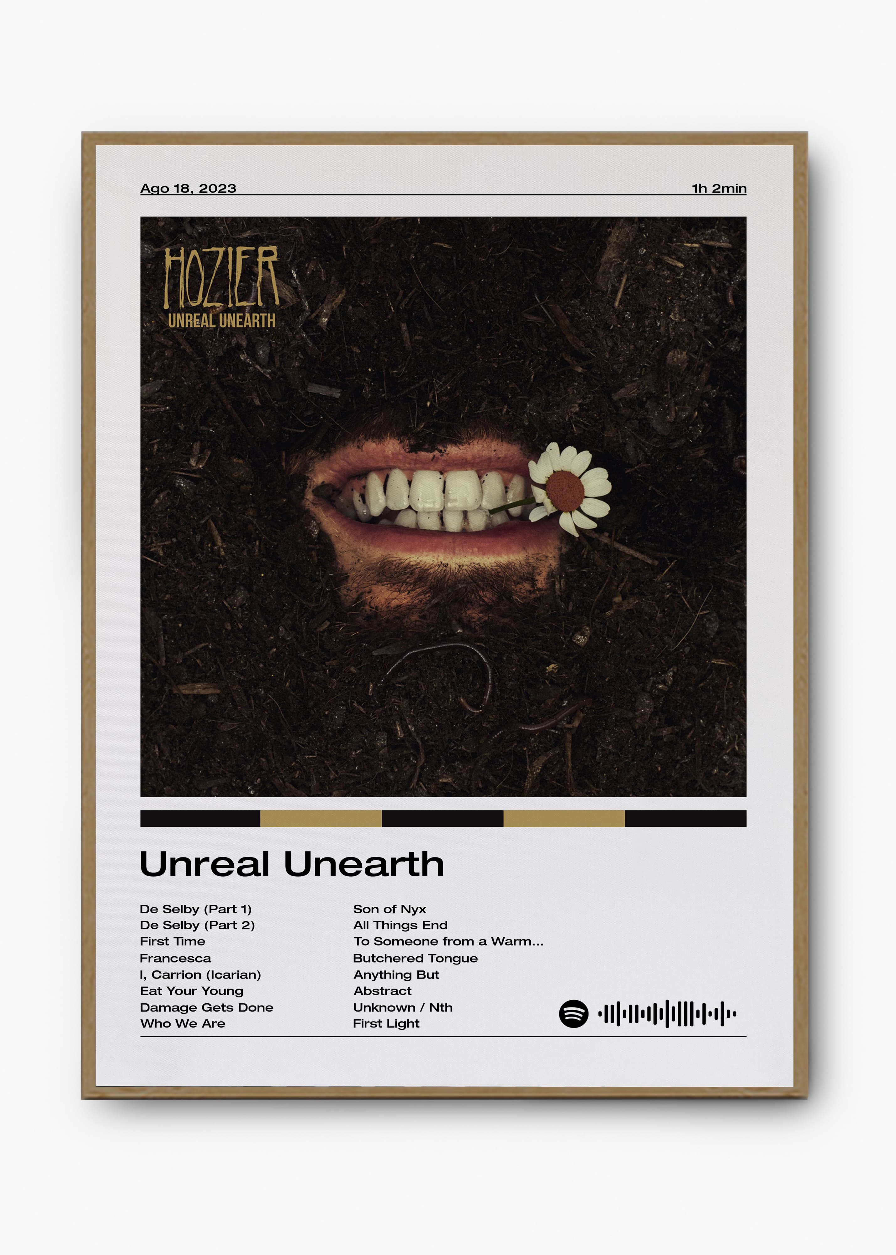 Quadro decorativo Hozier Unreal Unearth — arte musical para parede | Cübe Quadros