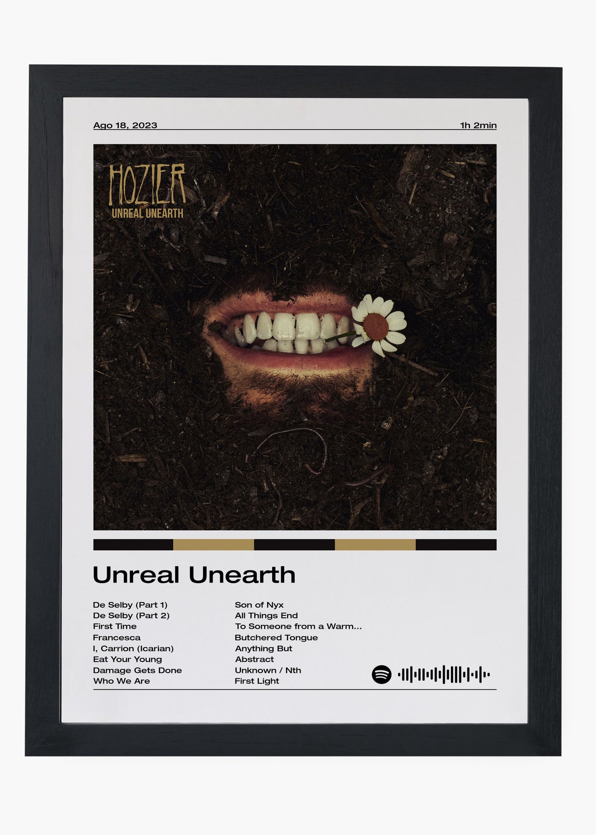 Quadro decorativo Hozier Unreal Unearth — arte musical para parede | Cübe Quadros