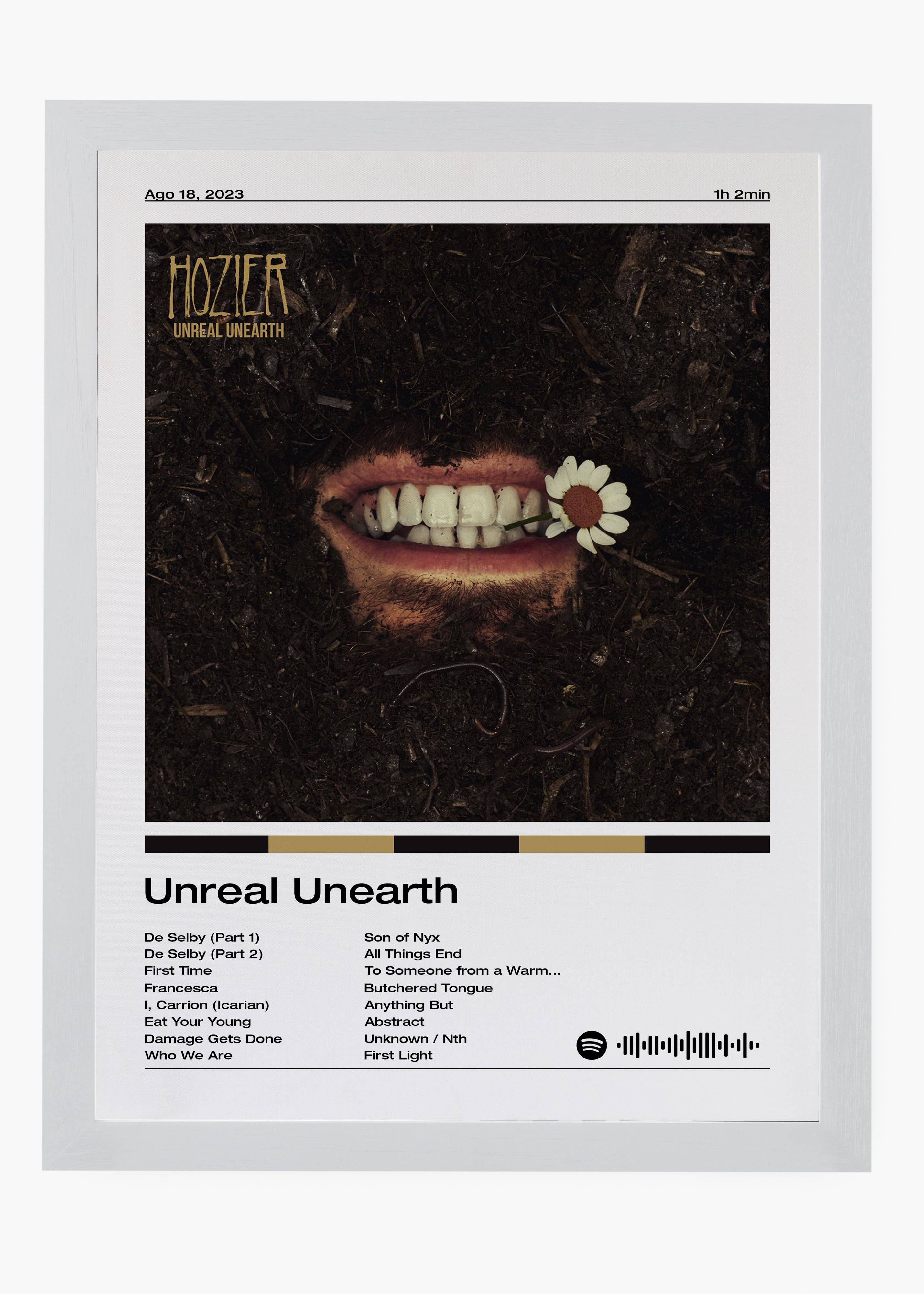 Quadro decorativo Hozier Unreal Unearth — arte musical para parede | Cübe Quadros