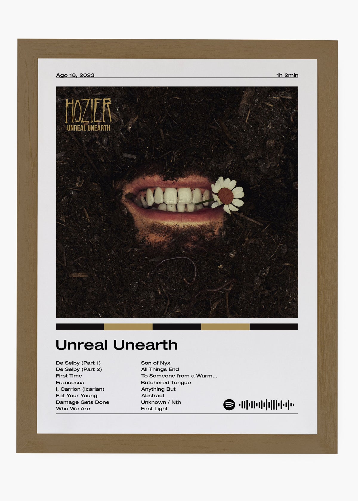 Quadro decorativo Hozier Unreal Unearth — arte musical para parede | Cübe Quadros