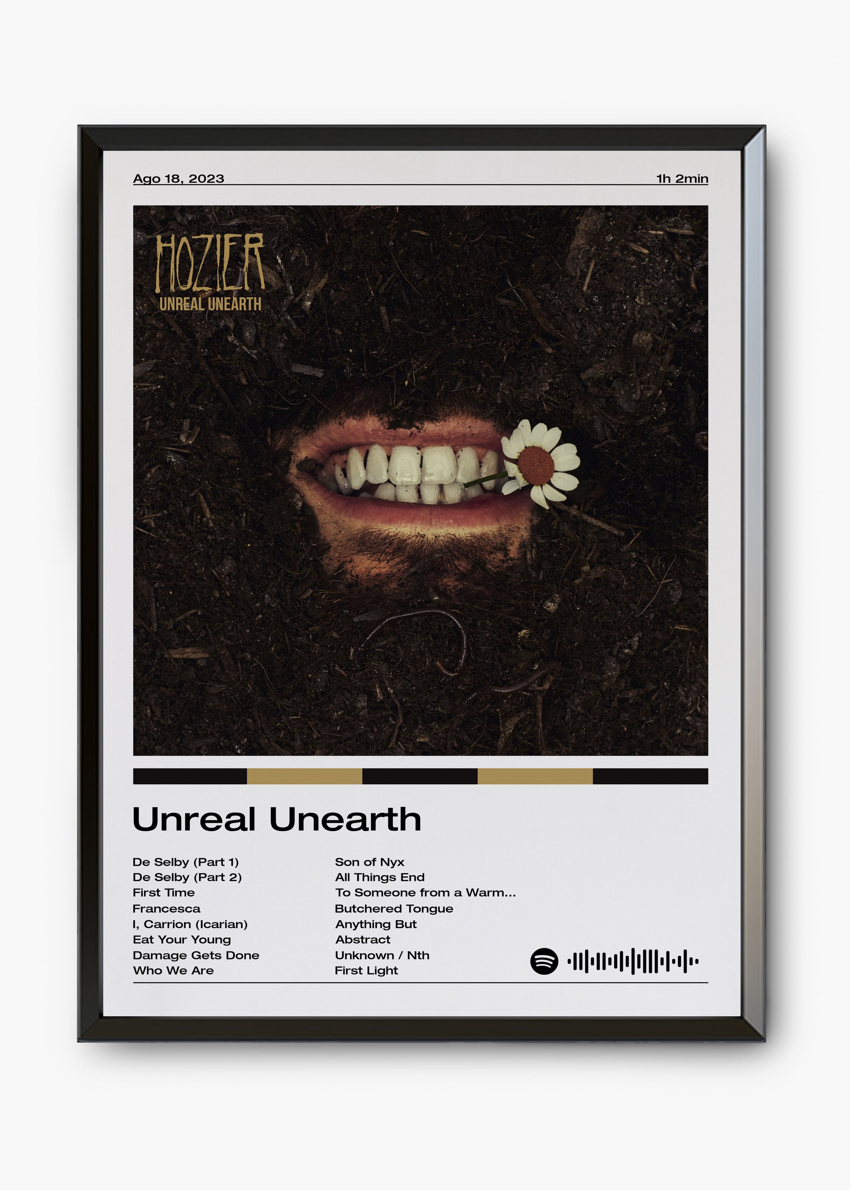 Quadro decorativo Hozier Unreal Unearth — arte musical para parede | Cübe Quadros