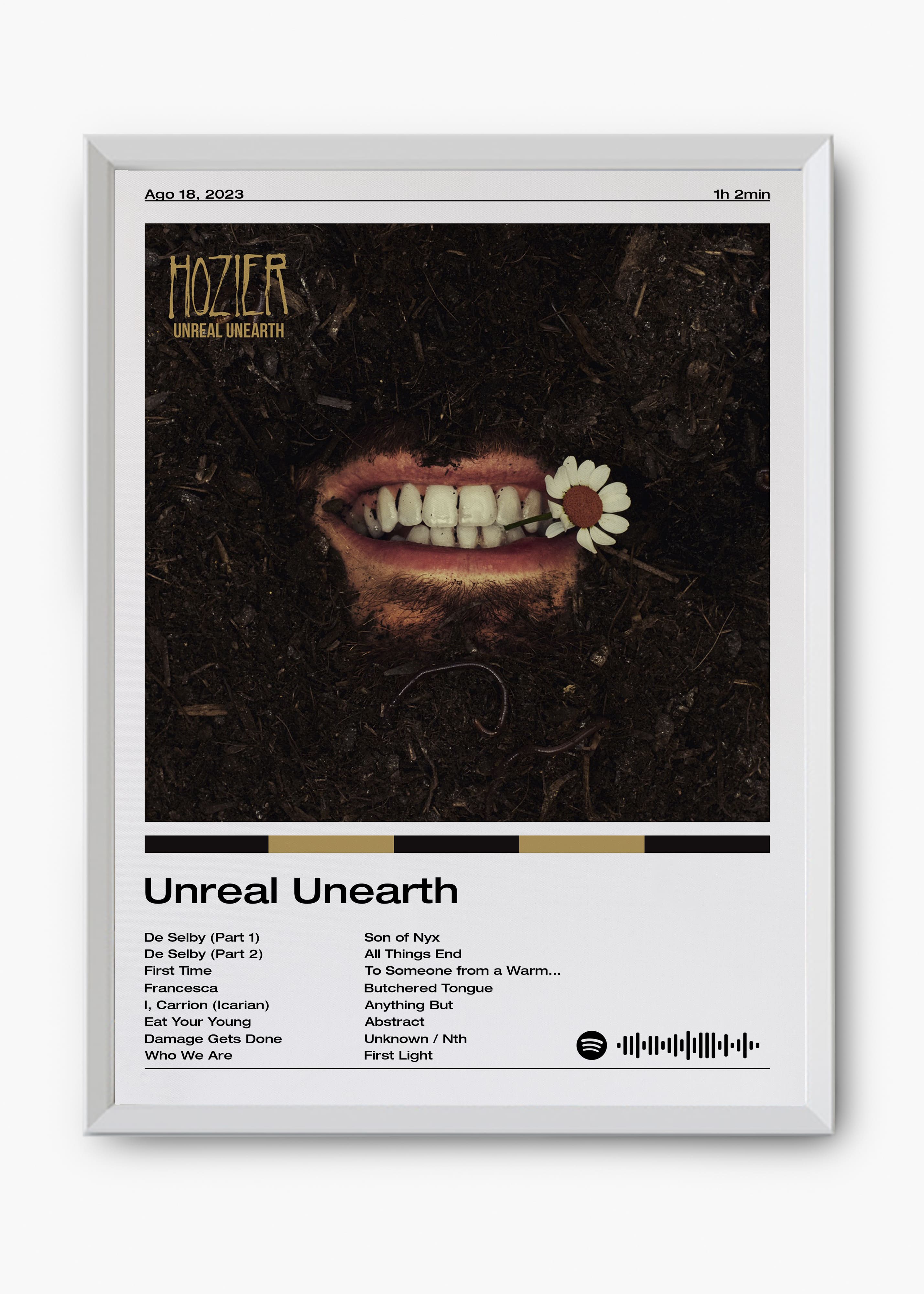 Quadro decorativo Hozier Unreal Unearth — arte musical para parede | Cübe Quadros
