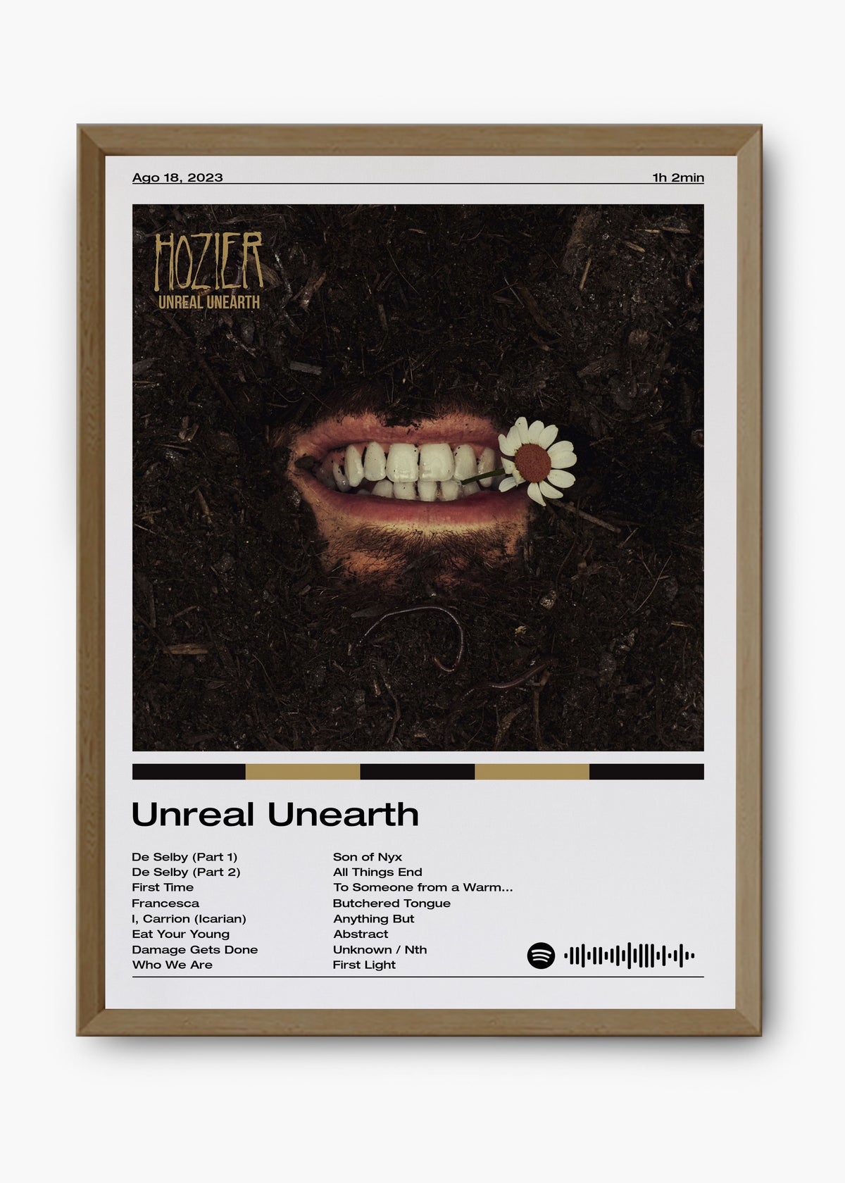 Quadro decorativo Hozier Unreal Unearth — arte musical para parede | Cübe Quadros