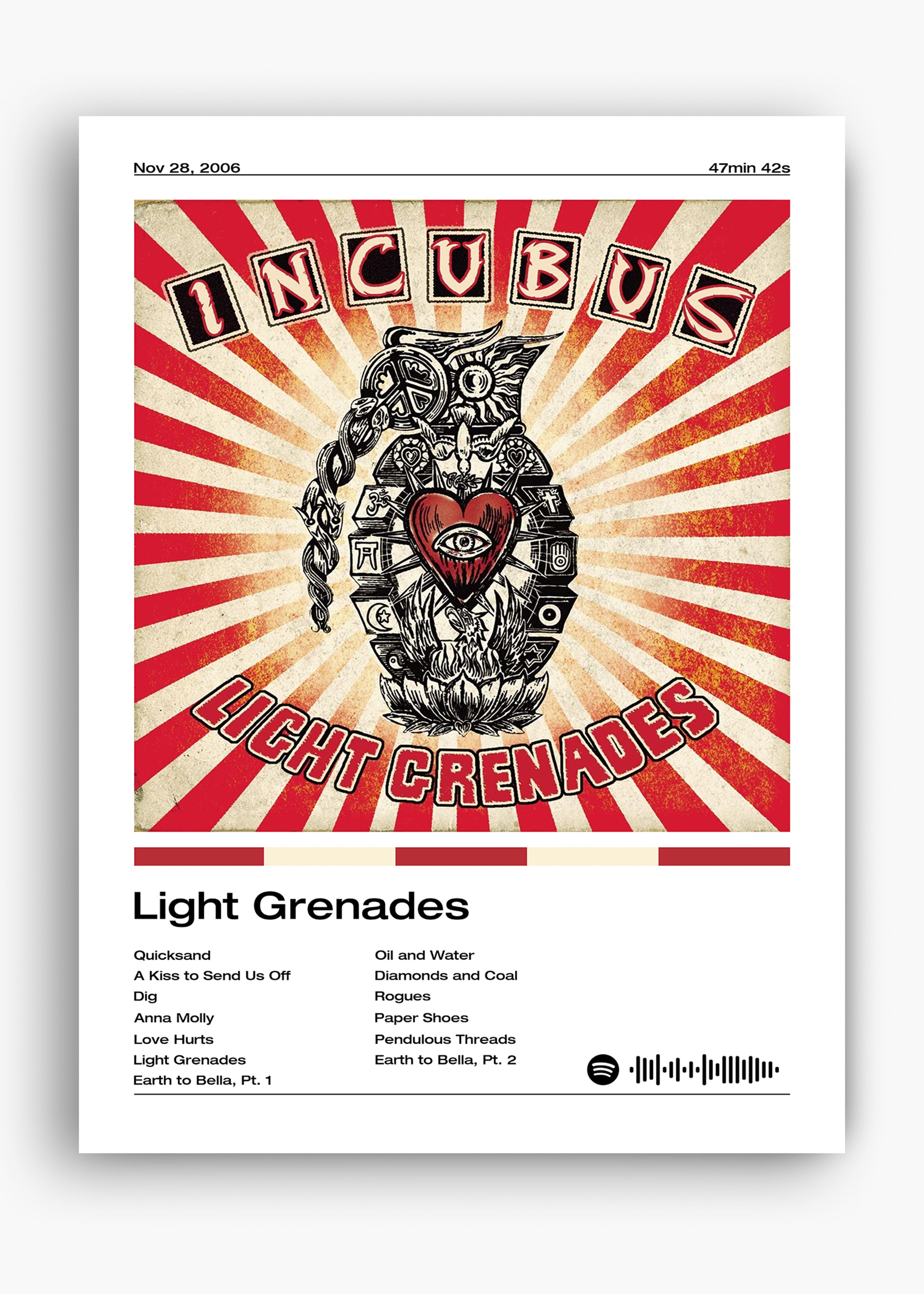 Quadro decorativo Incubus Light Grenades — arte musical para parede | Cübe Quadros