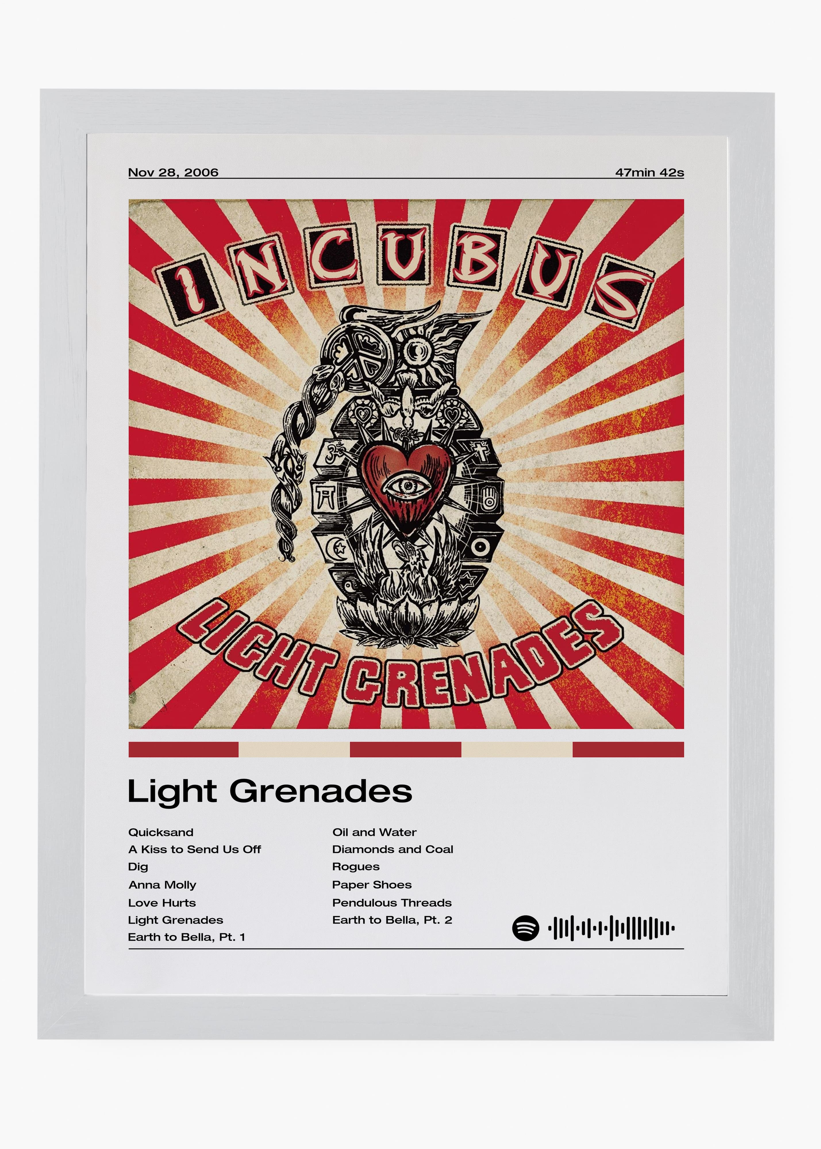 Quadro decorativo Incubus Light Grenades — arte musical para parede | Cübe Quadros