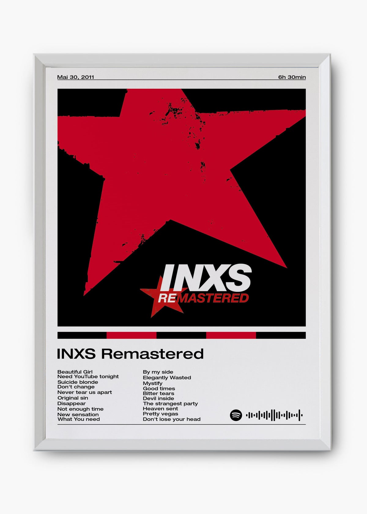 Quadro decorativo INXS Remastered — arte musical para parede | Cübe Quadros