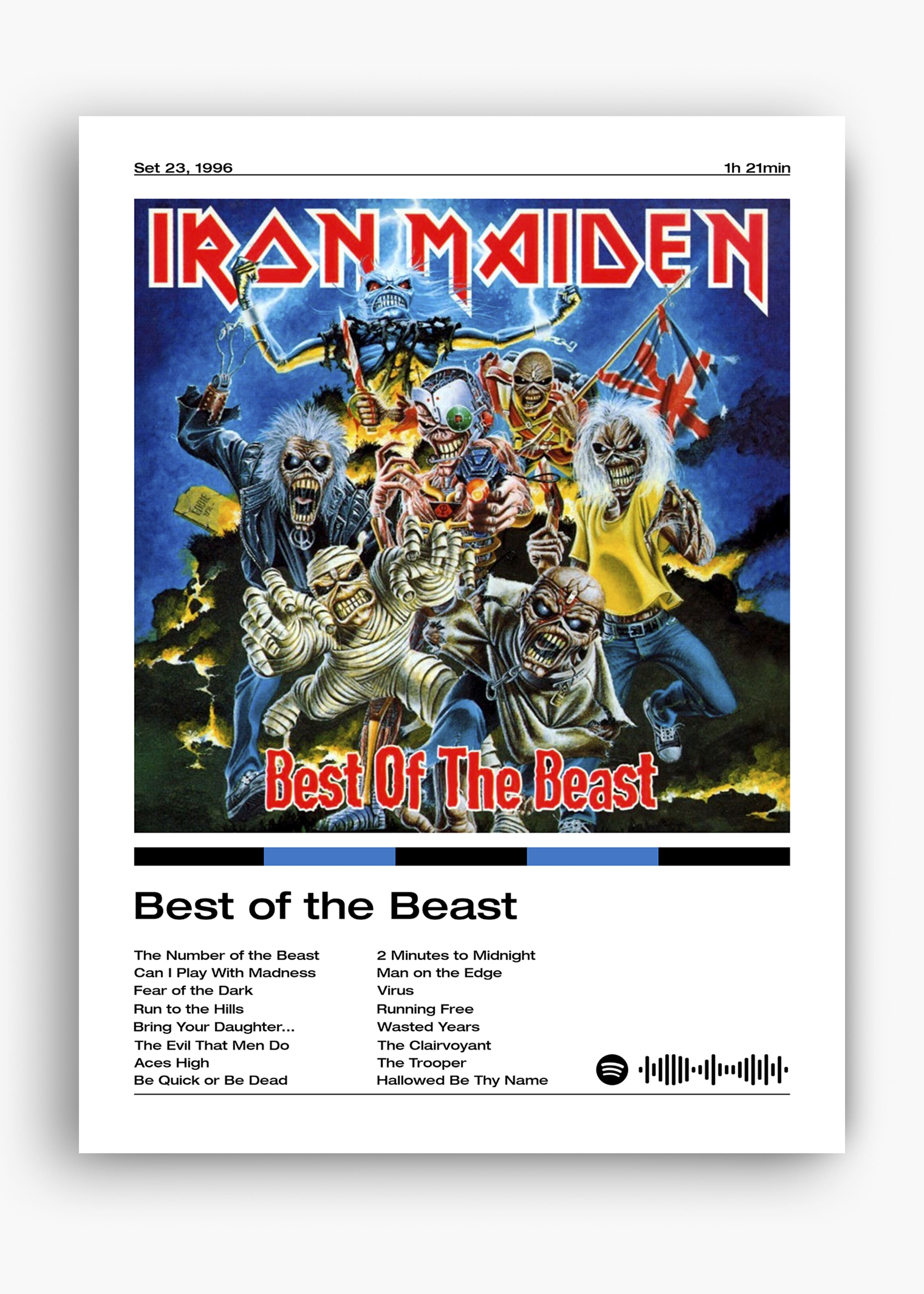 Quadro decorativo Iron Maiden Best of the Beast — arte de heavy metal para parede | Cübe Quadros