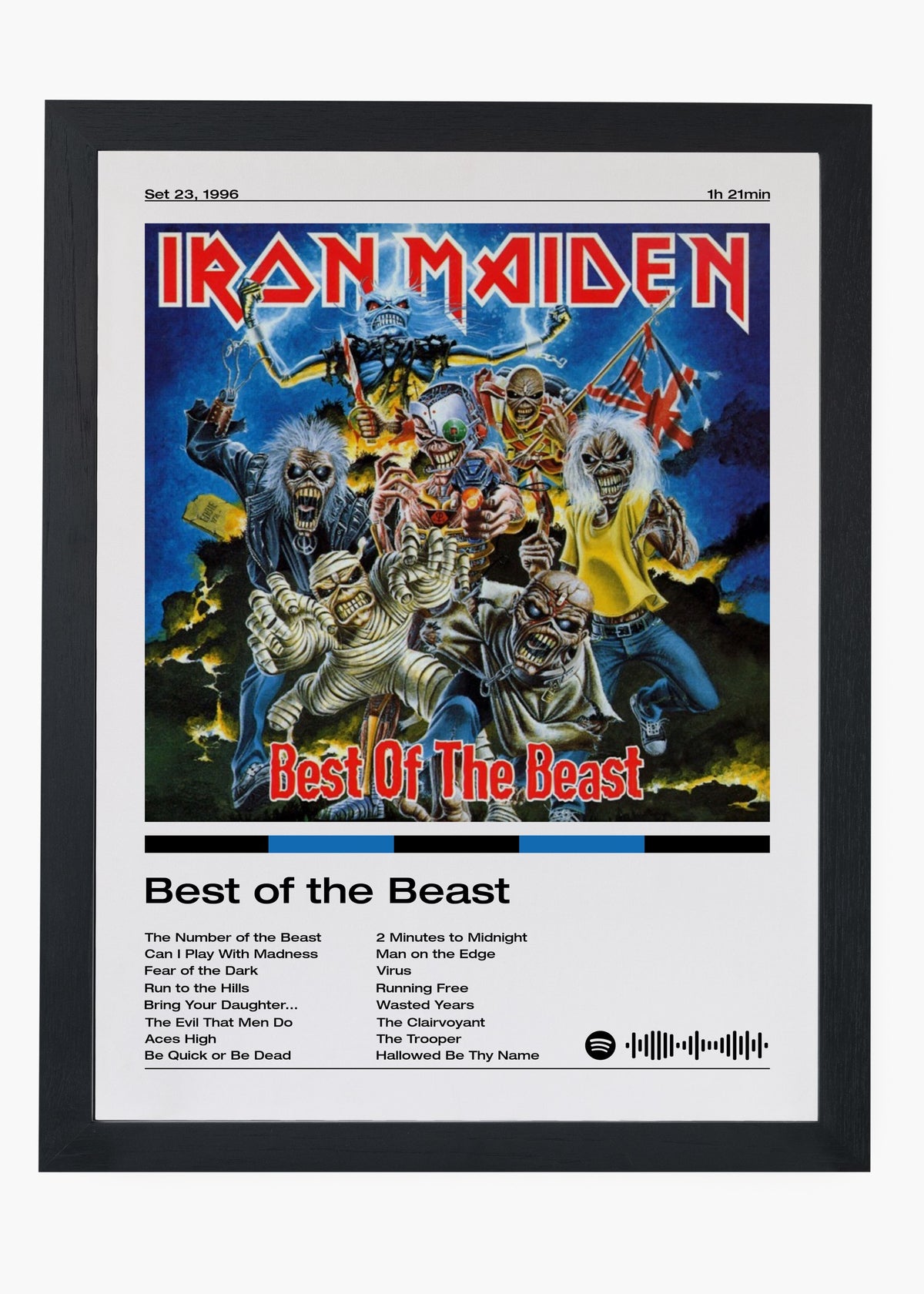 Quadro decorativo Iron Maiden Best of the Beast — arte de heavy metal para parede | Cübe Quadros