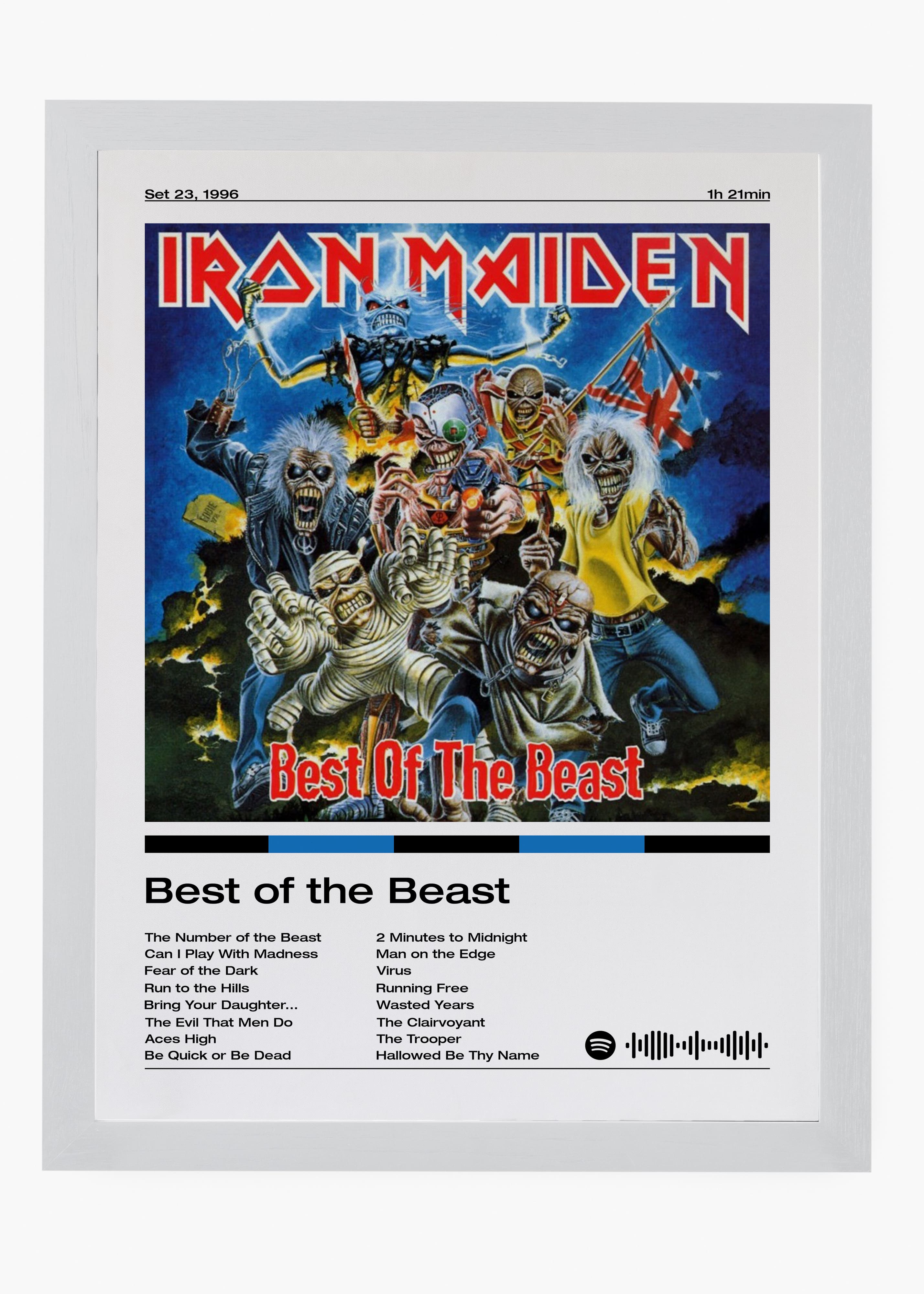 Quadro decorativo Iron Maiden Best of the Beast — arte de heavy metal para parede | Cübe Quadros