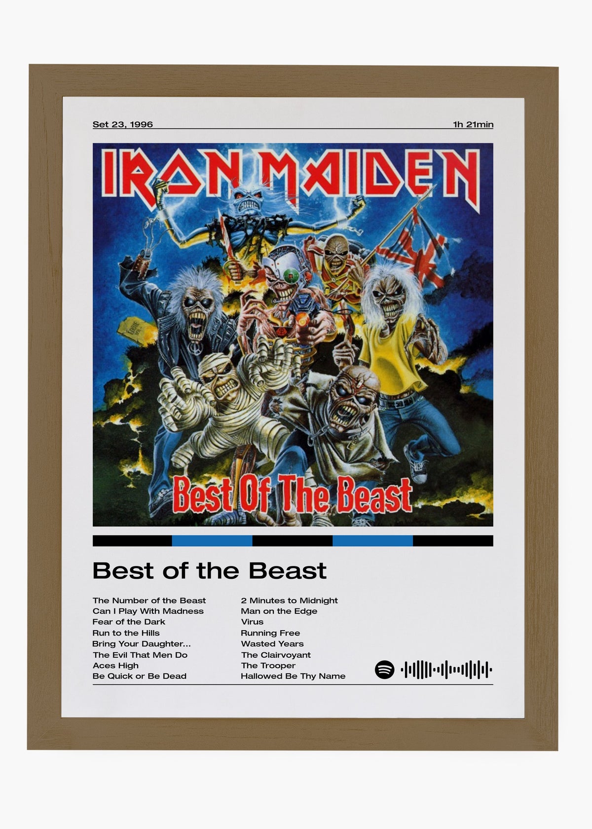 Quadro decorativo Iron Maiden Best of the Beast — arte de heavy metal para parede | Cübe Quadros