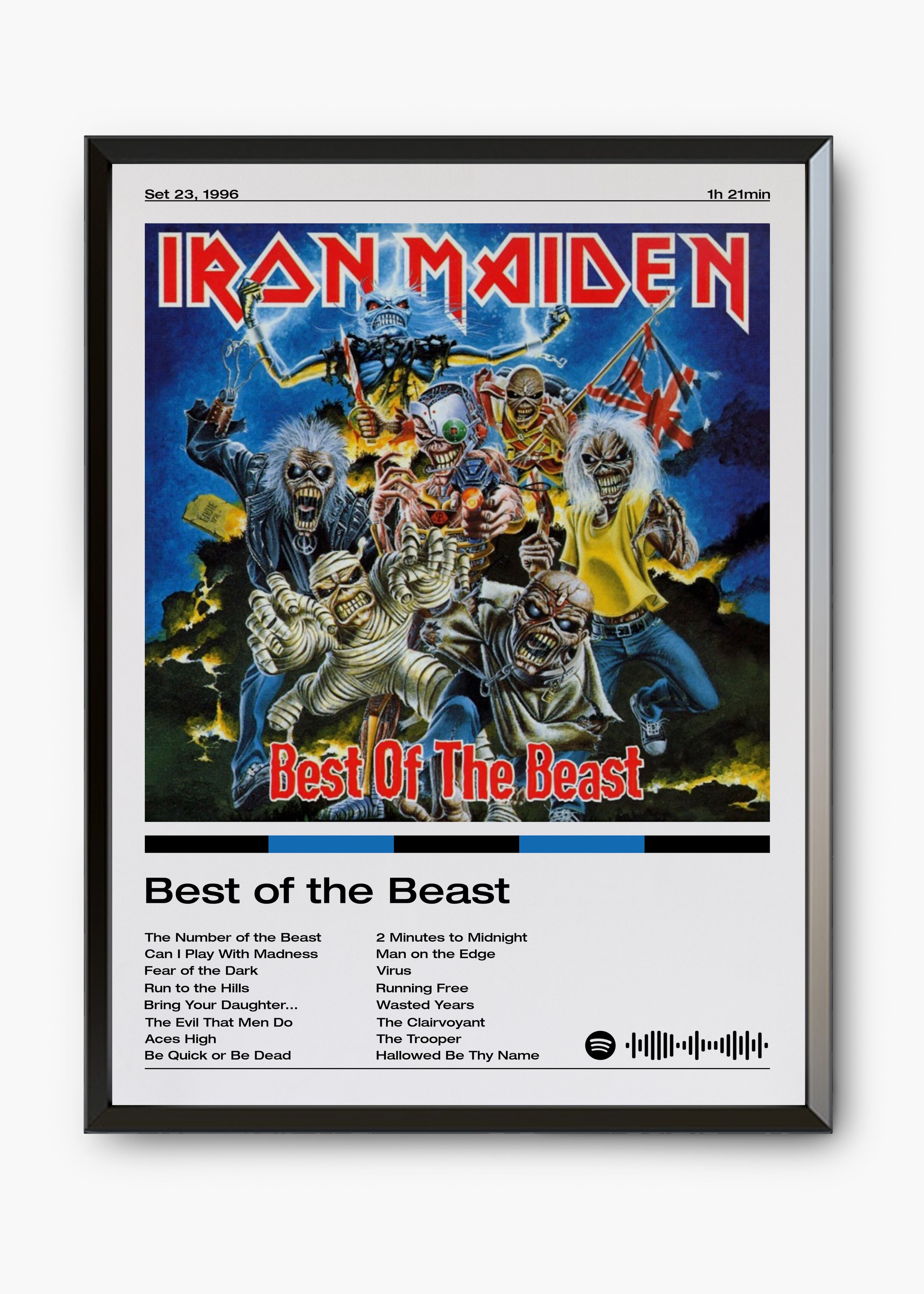Quadro decorativo Iron Maiden Best of the Beast — arte de heavy metal para parede | Cübe Quadros