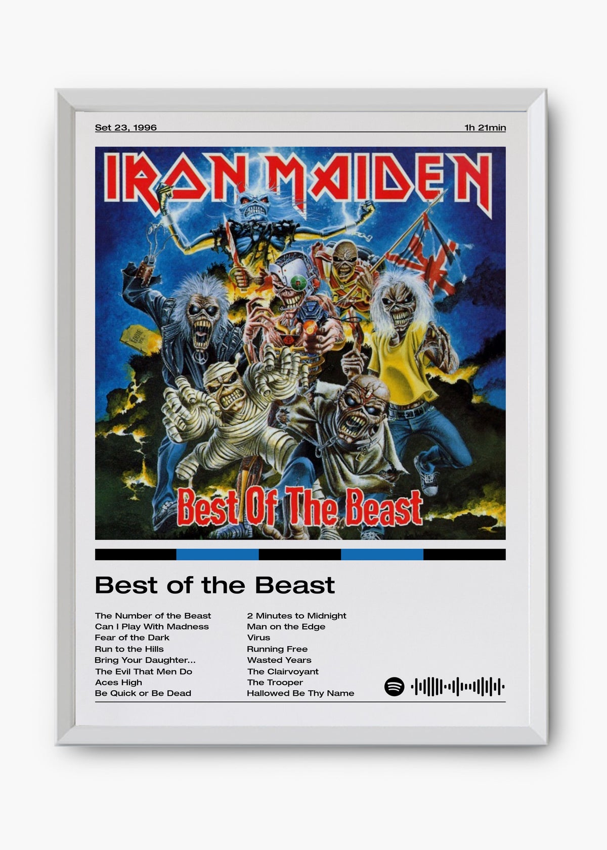 Quadro decorativo Iron Maiden Best of the Beast — arte de heavy metal para parede | Cübe Quadros