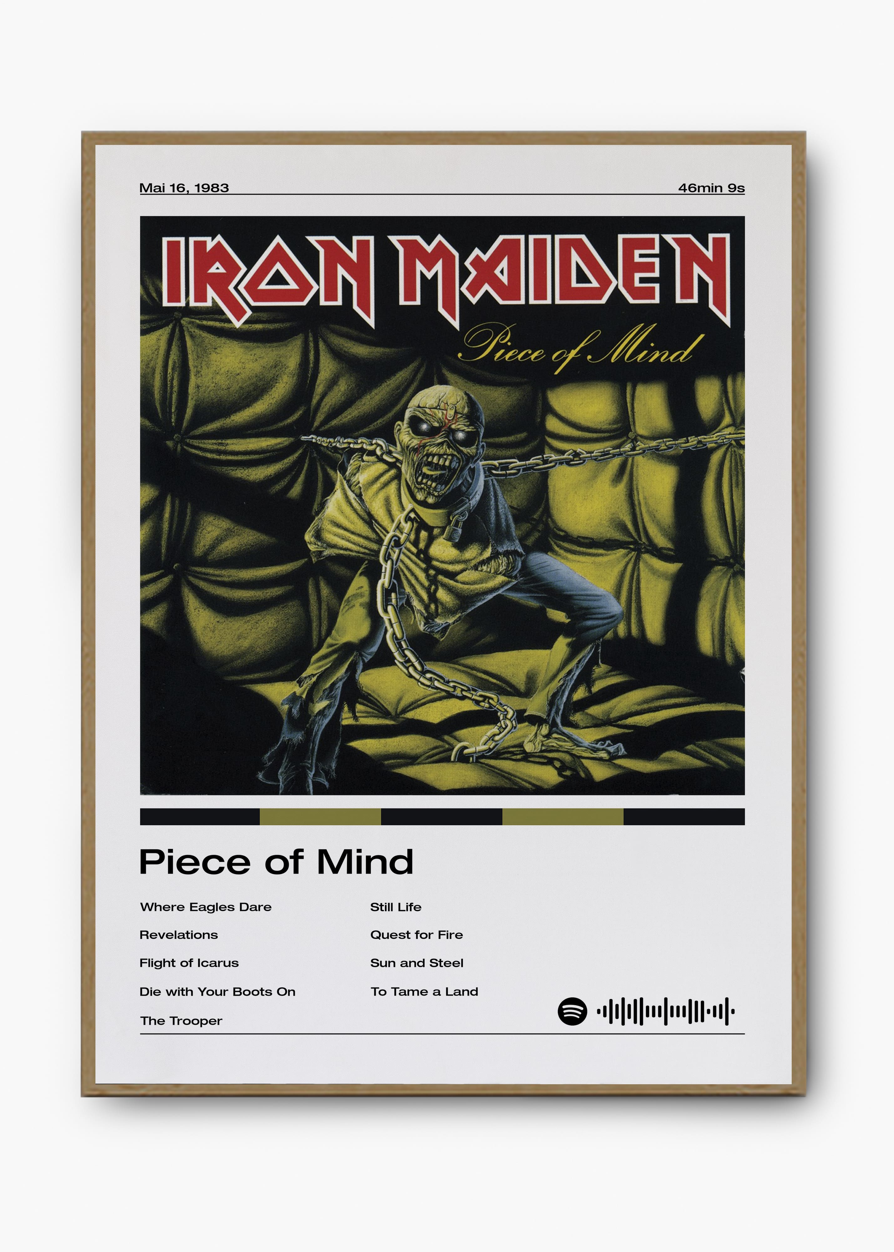 Quadro decorativo Iron Maiden Piece Of Mind — arte de heavy metal para parede | Cübe Quadros