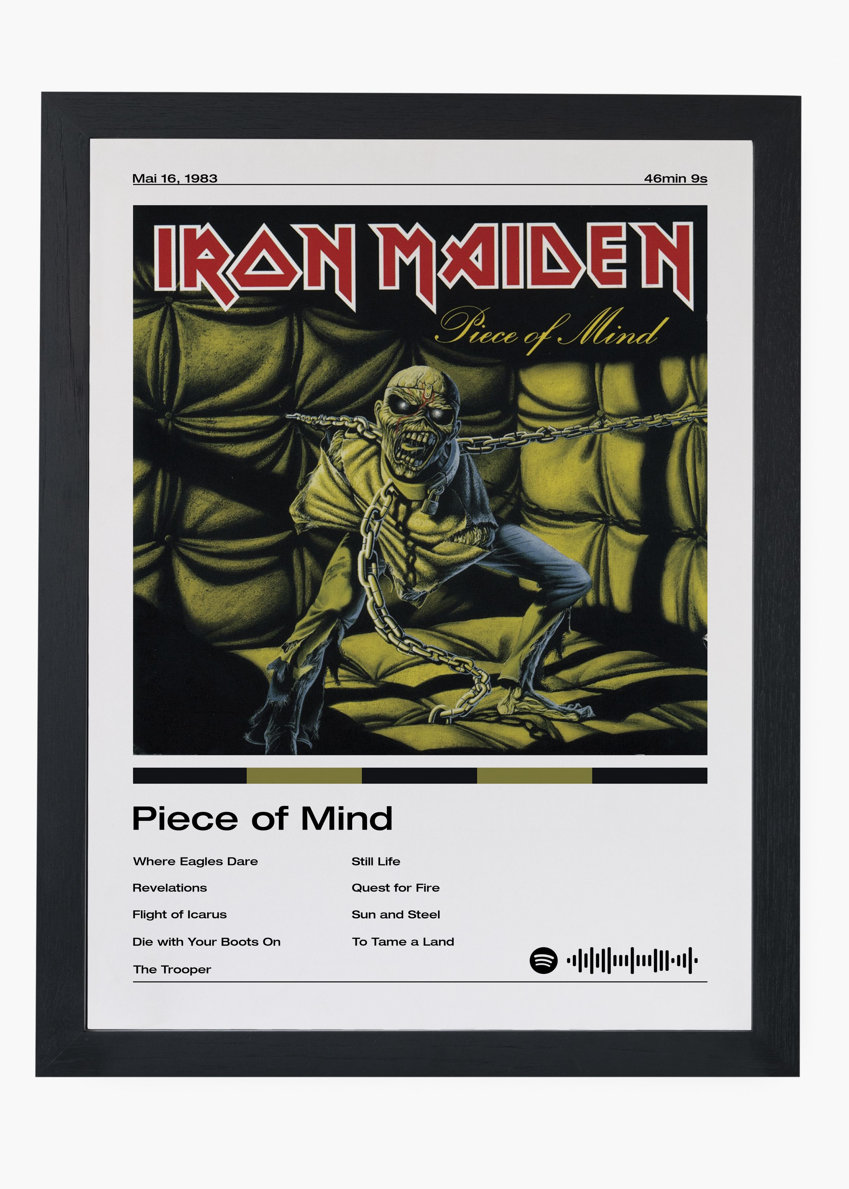 Quadro decorativo Iron Maiden Piece Of Mind — arte de heavy metal para parede | Cübe Quadros