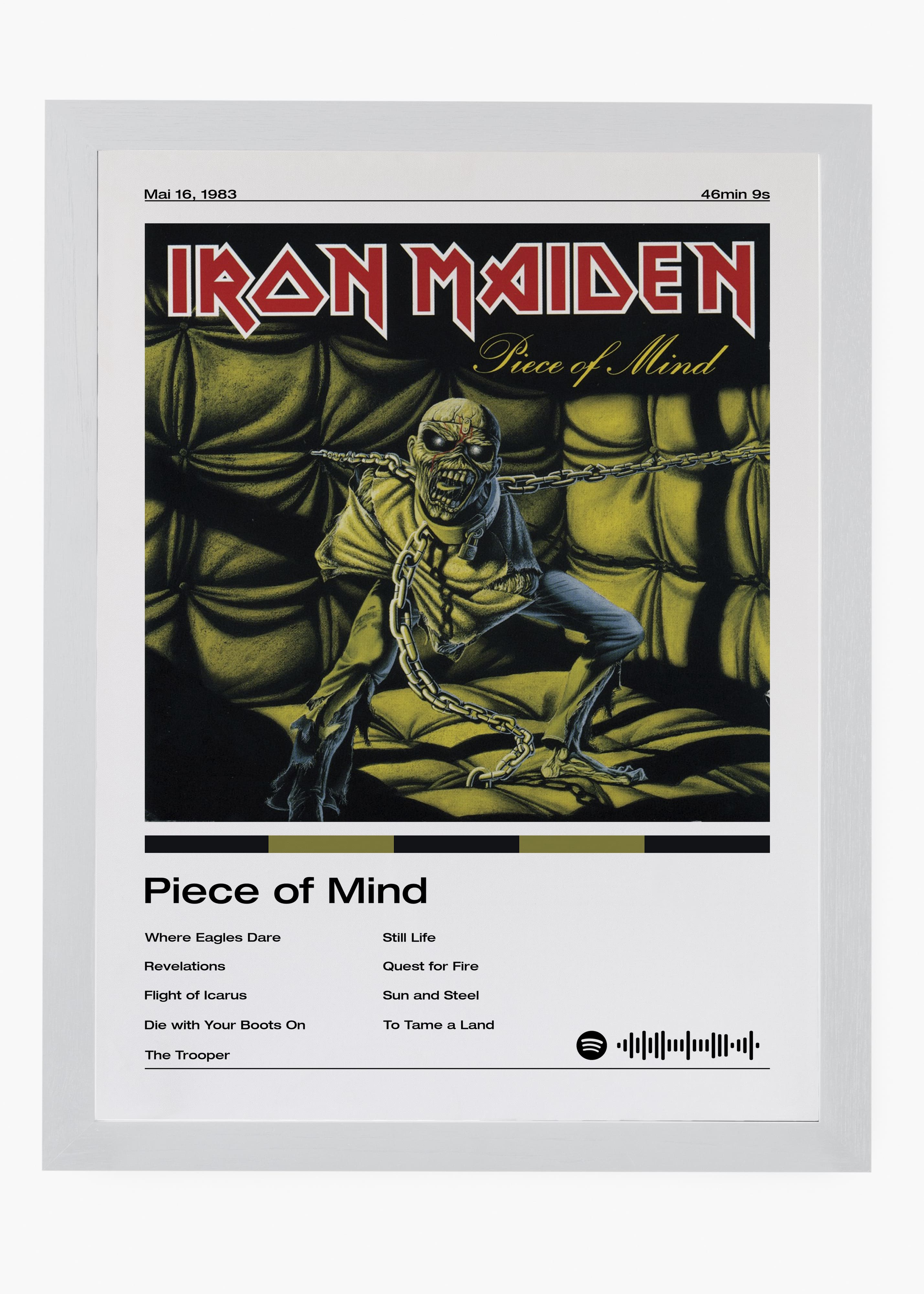 Quadro decorativo Iron Maiden Piece Of Mind — arte de heavy metal para parede | Cübe Quadros