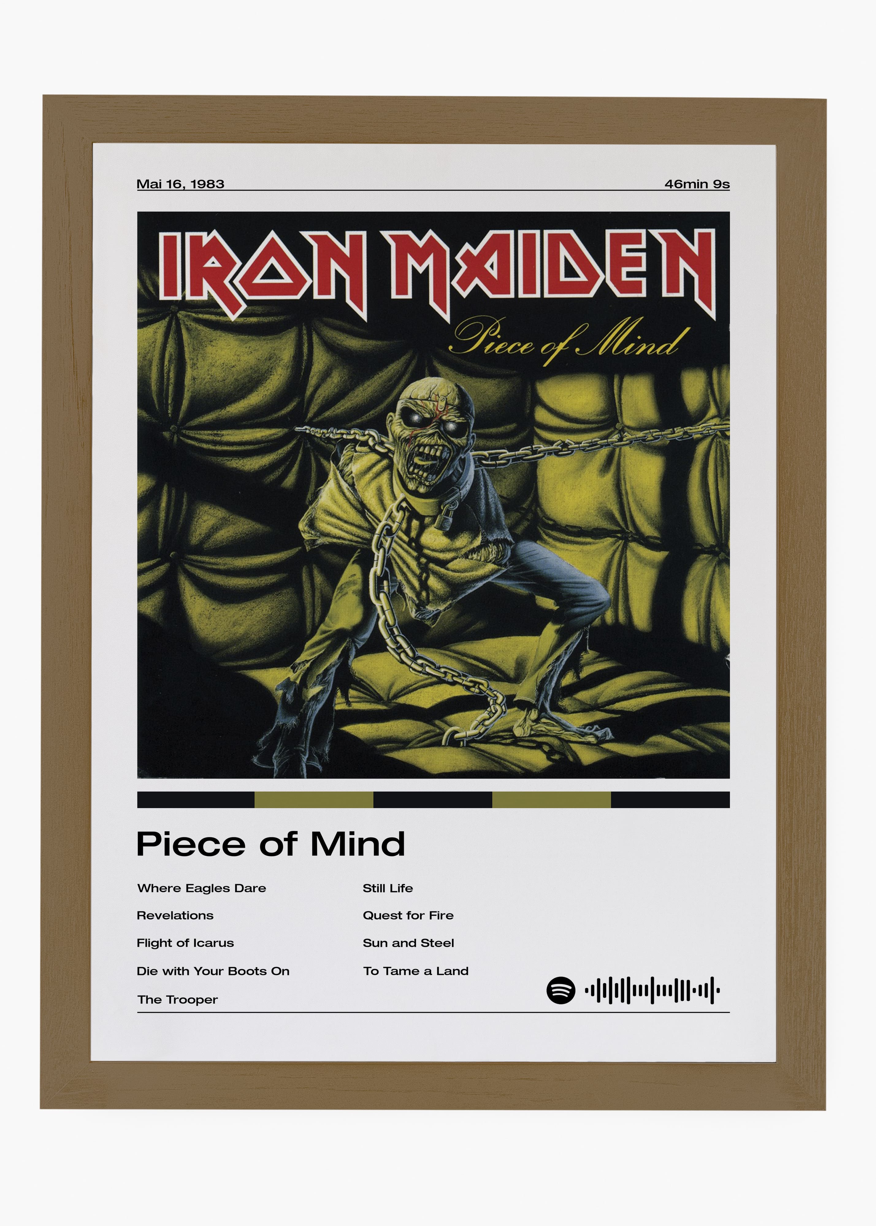 Quadro decorativo Iron Maiden Piece Of Mind — arte de heavy metal para parede | Cübe Quadros