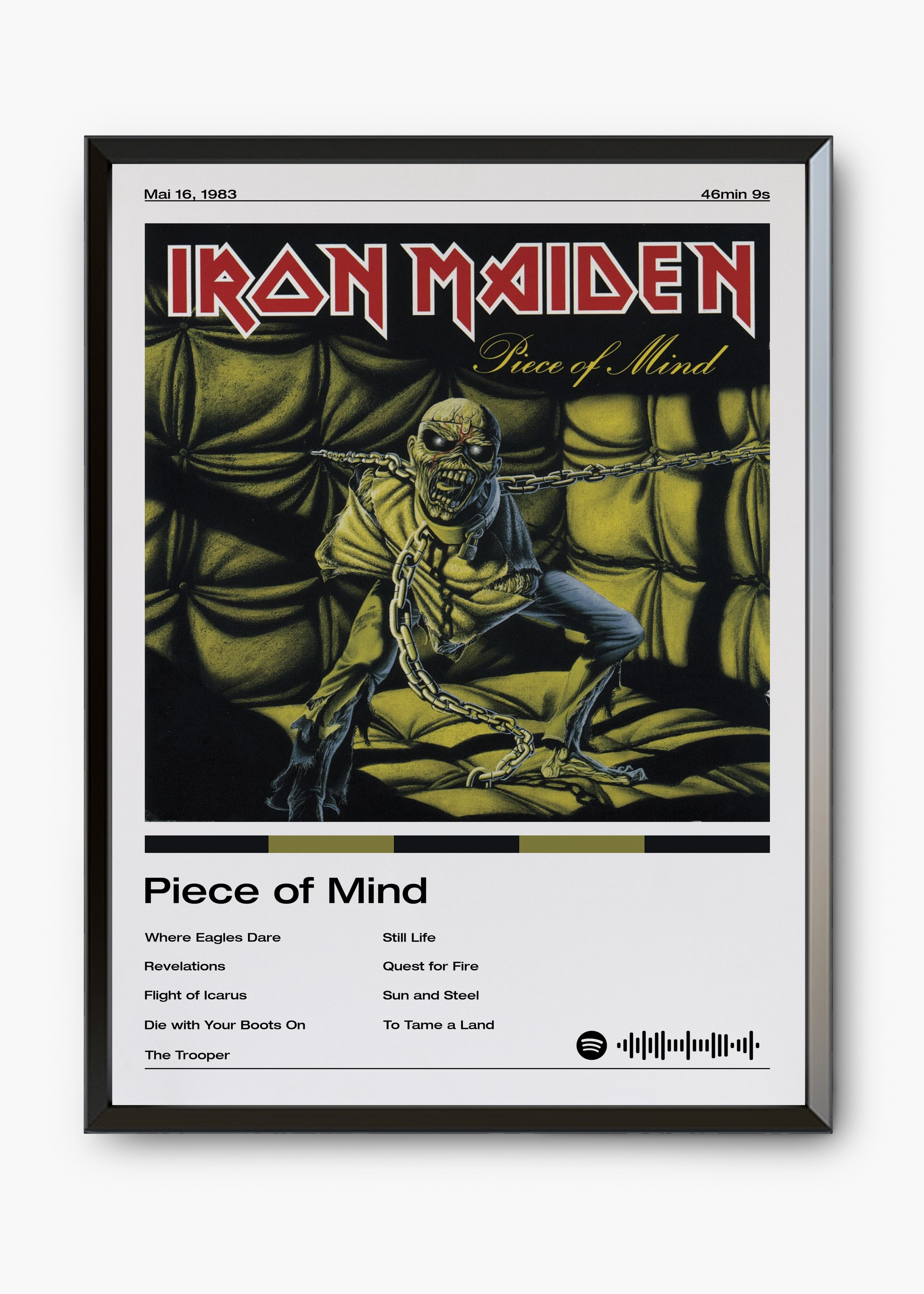 Quadro decorativo Iron Maiden Piece Of Mind — arte de heavy metal para parede | Cübe Quadros