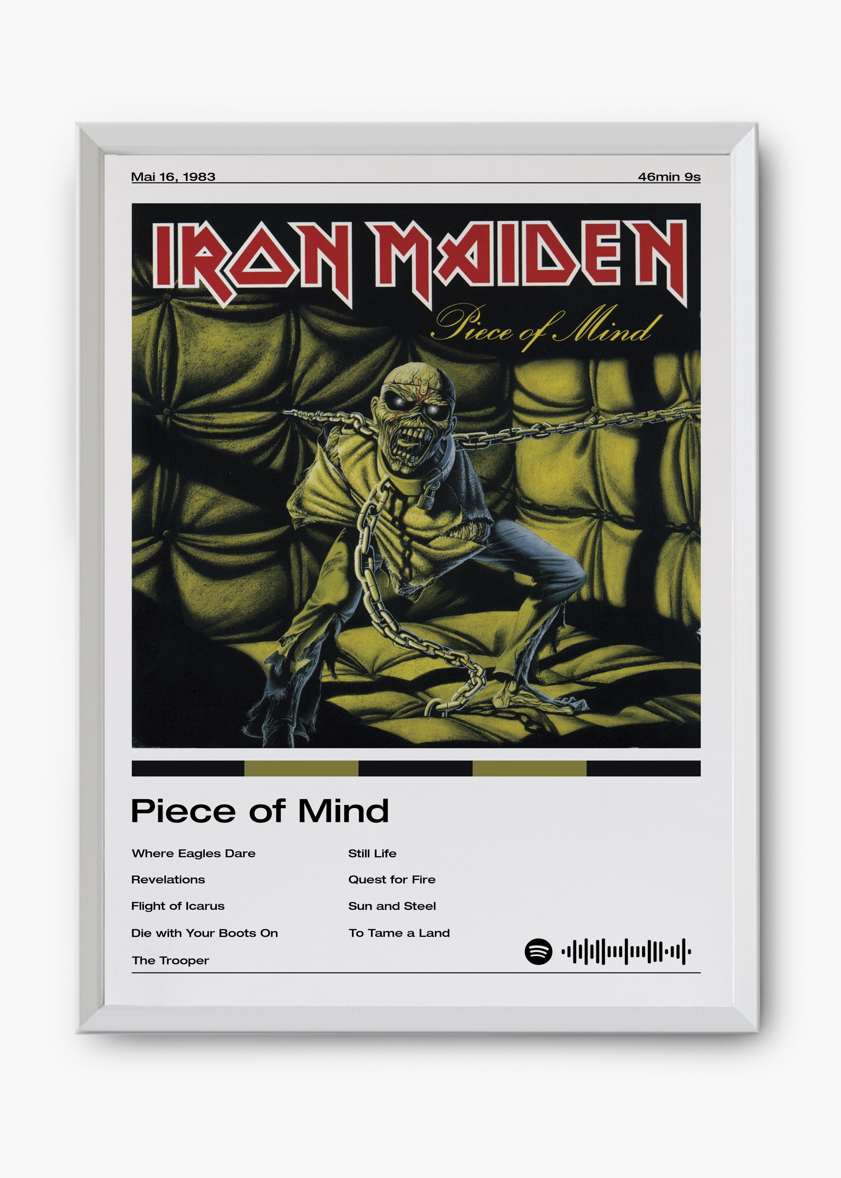 Quadro decorativo Iron Maiden Piece Of Mind — arte de heavy metal para parede | Cübe Quadros
