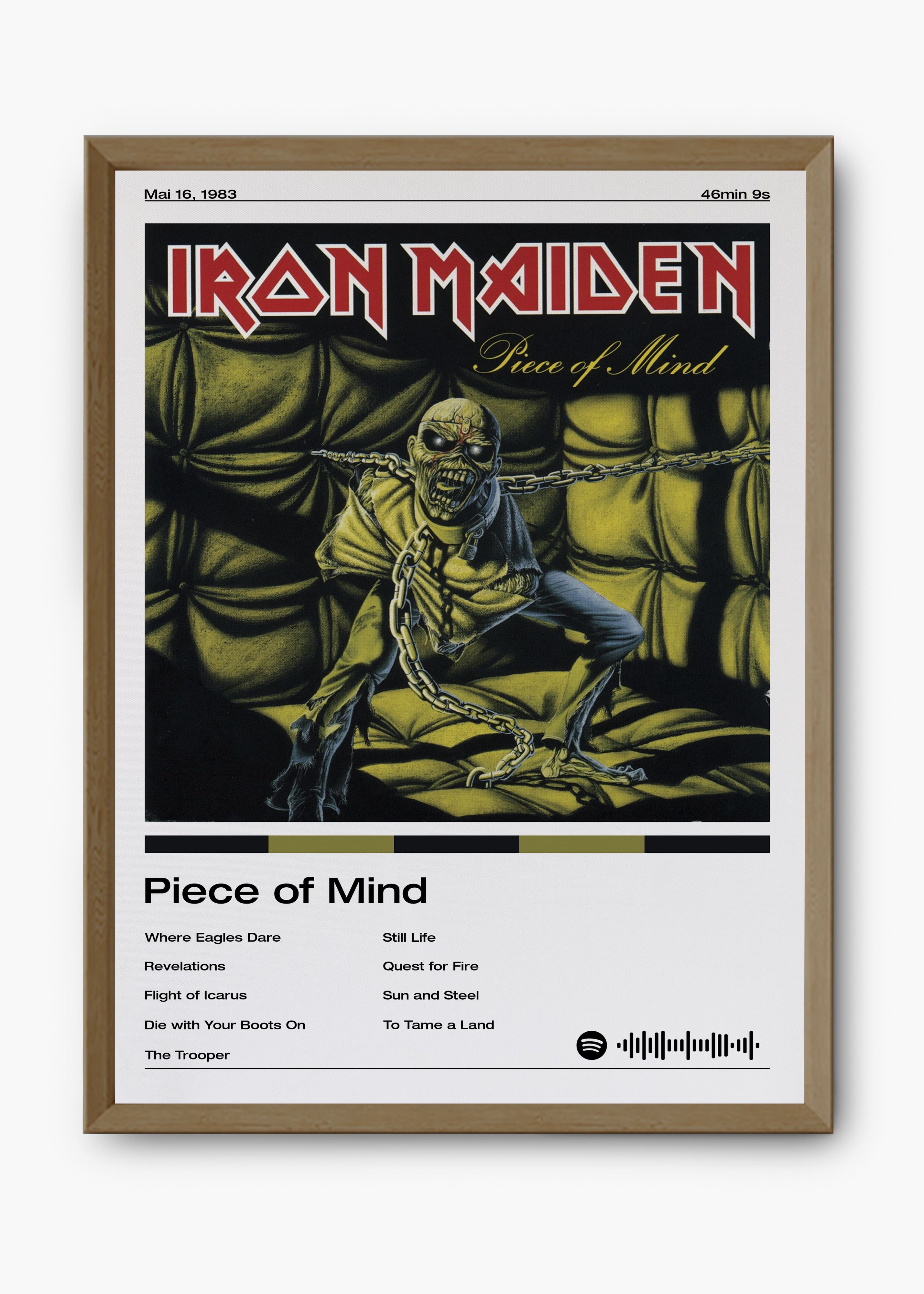 Quadro decorativo Iron Maiden Piece Of Mind — arte de heavy metal para parede | Cübe Quadros