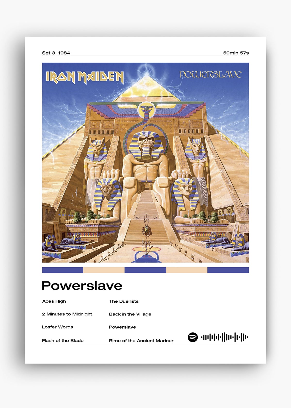 Quadro decorativo Iron Maiden Powerslave — arte de heavy metal para parede | Cübe Quadros