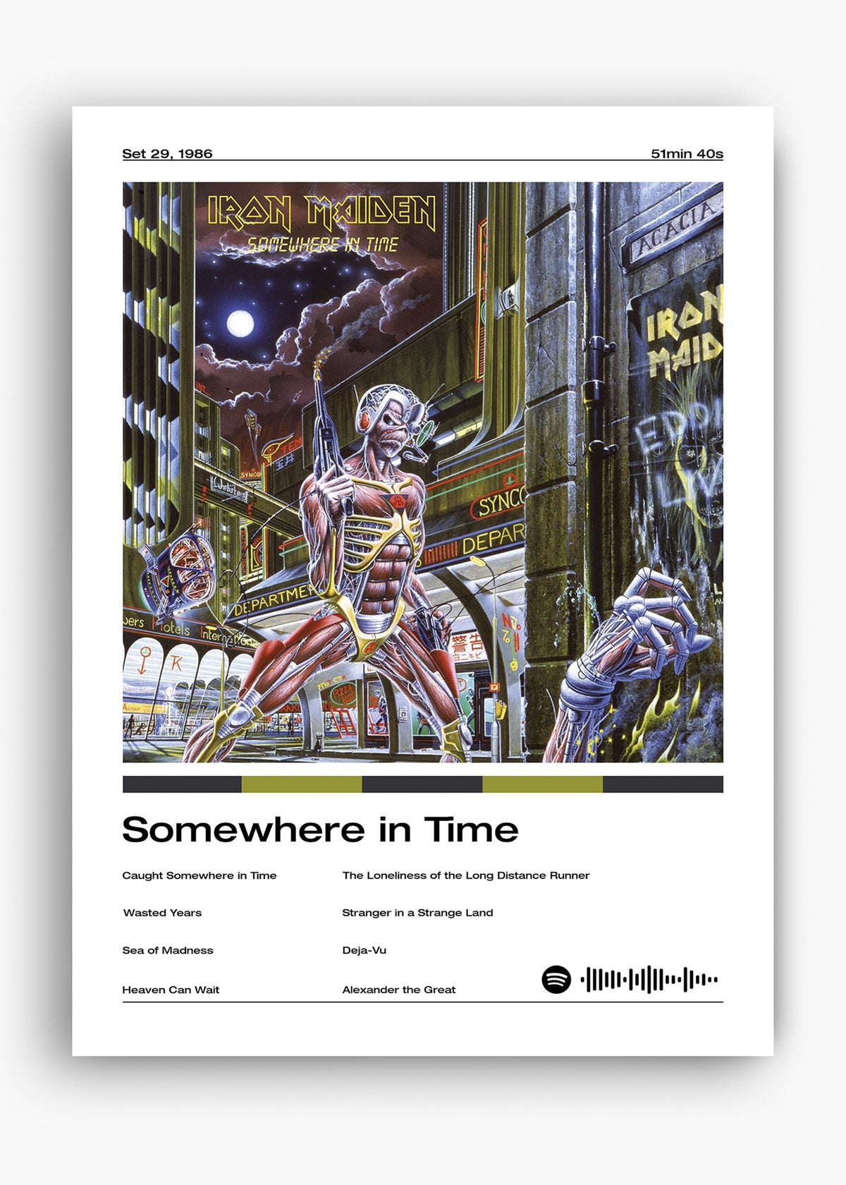 Quadro decorativo Iron Maiden Somewhere In Time — arte de heavy metal para parede | Cübe Quadros