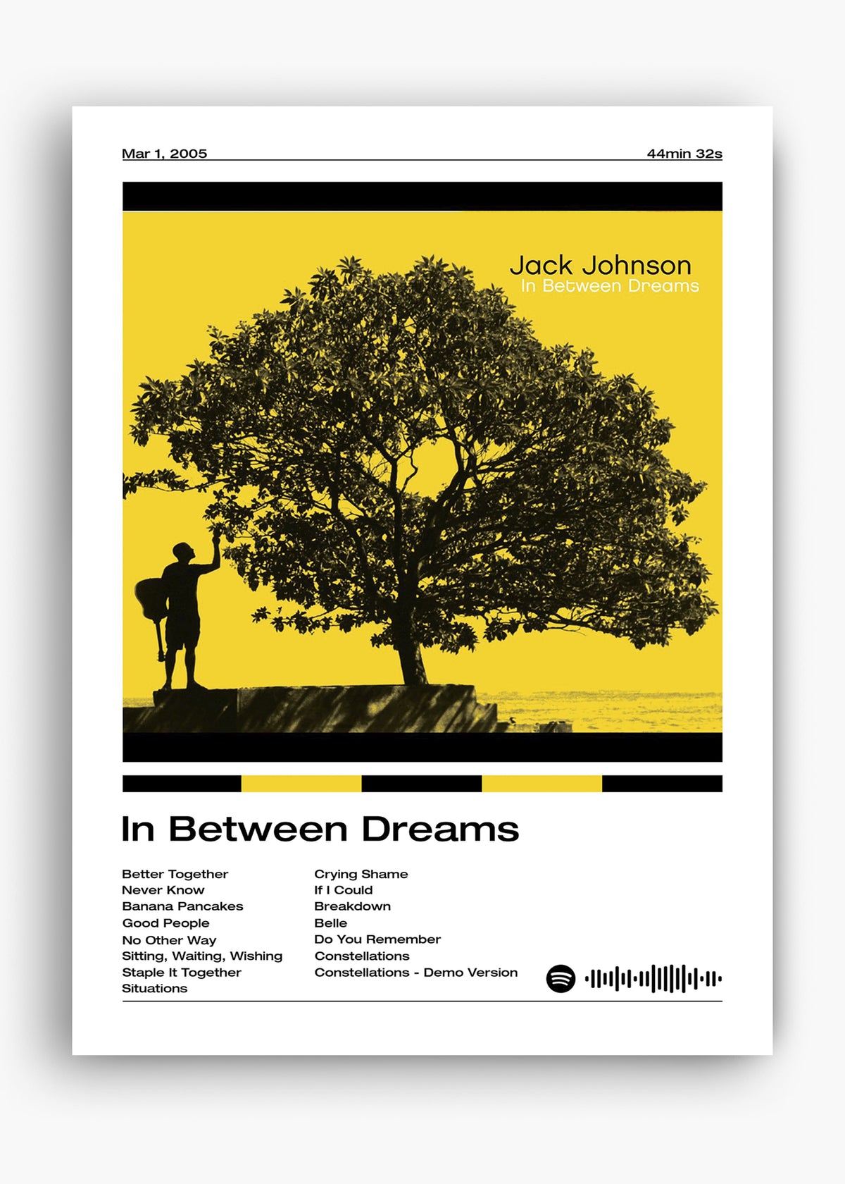 Quadro decorativo Jack Johnson In Between Dreams — arte de pop acústico para parede | Cübe Quadros