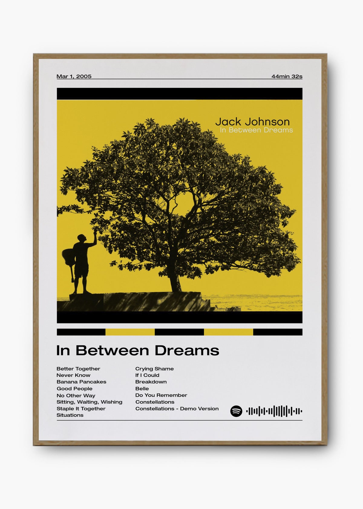 Quadro decorativo Jack Johnson In Between Dreams — arte de pop acústico para parede | Cübe Quadros