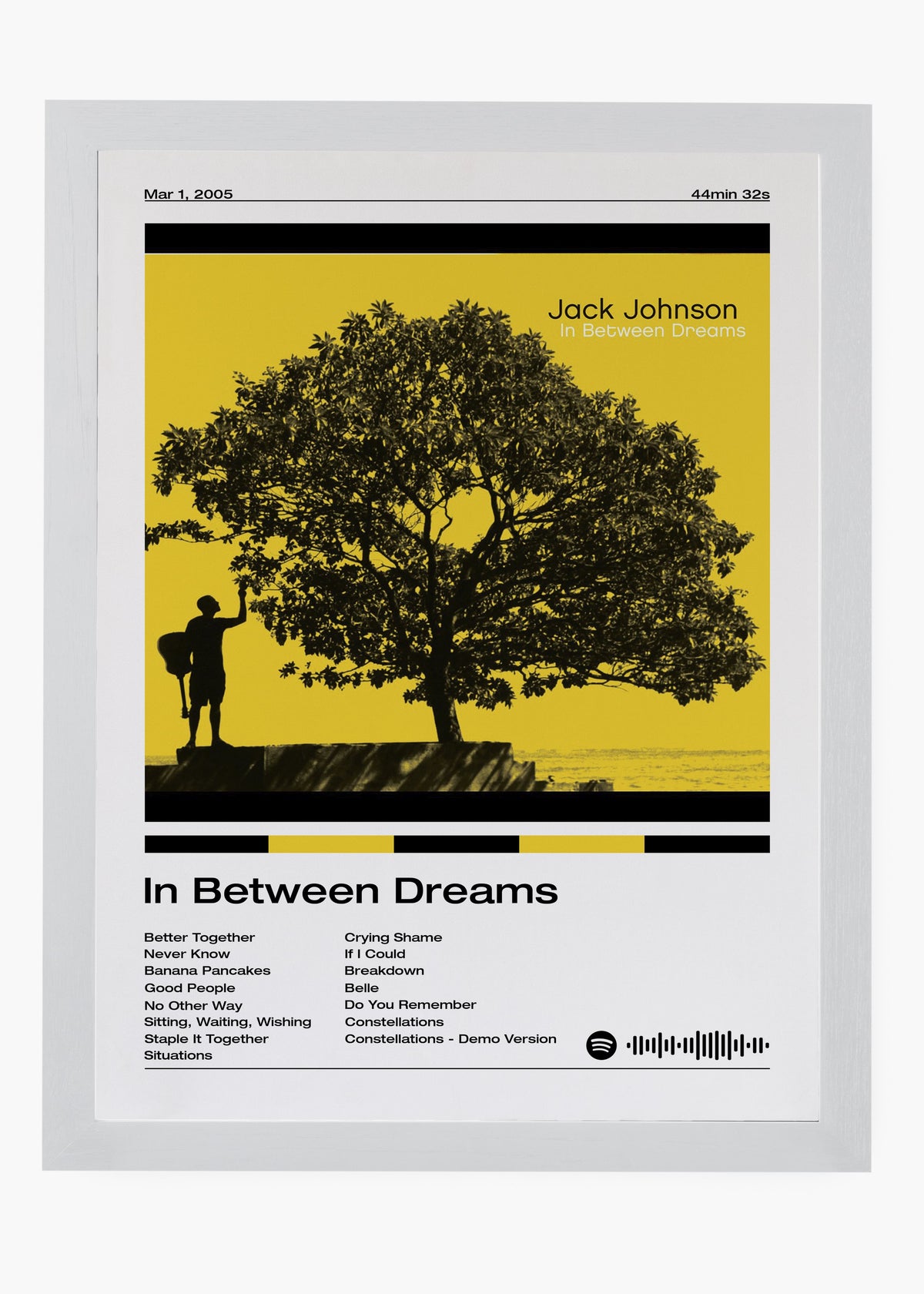 Quadro decorativo Jack Johnson In Between Dreams — arte de pop acústico para parede | Cübe Quadros