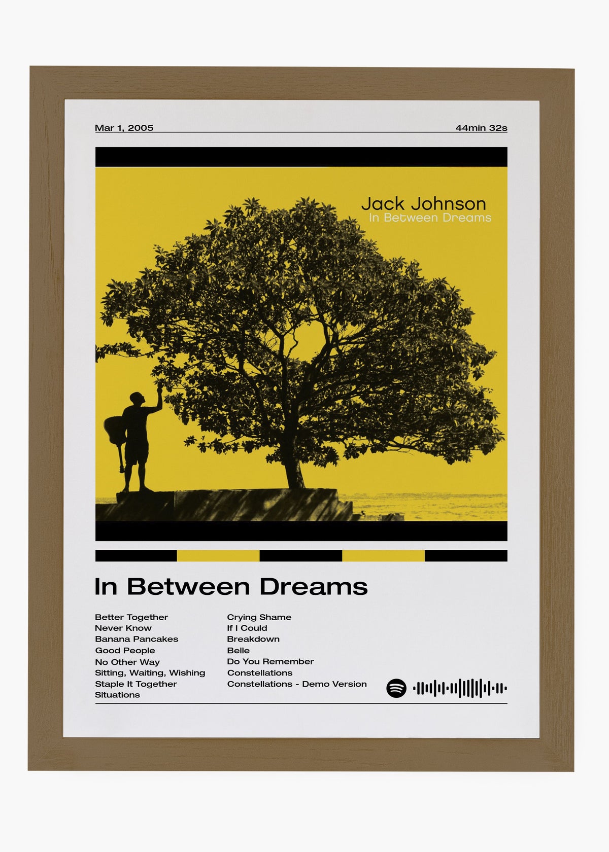 Quadro decorativo Jack Johnson In Between Dreams — arte de pop acústico para parede | Cübe Quadros