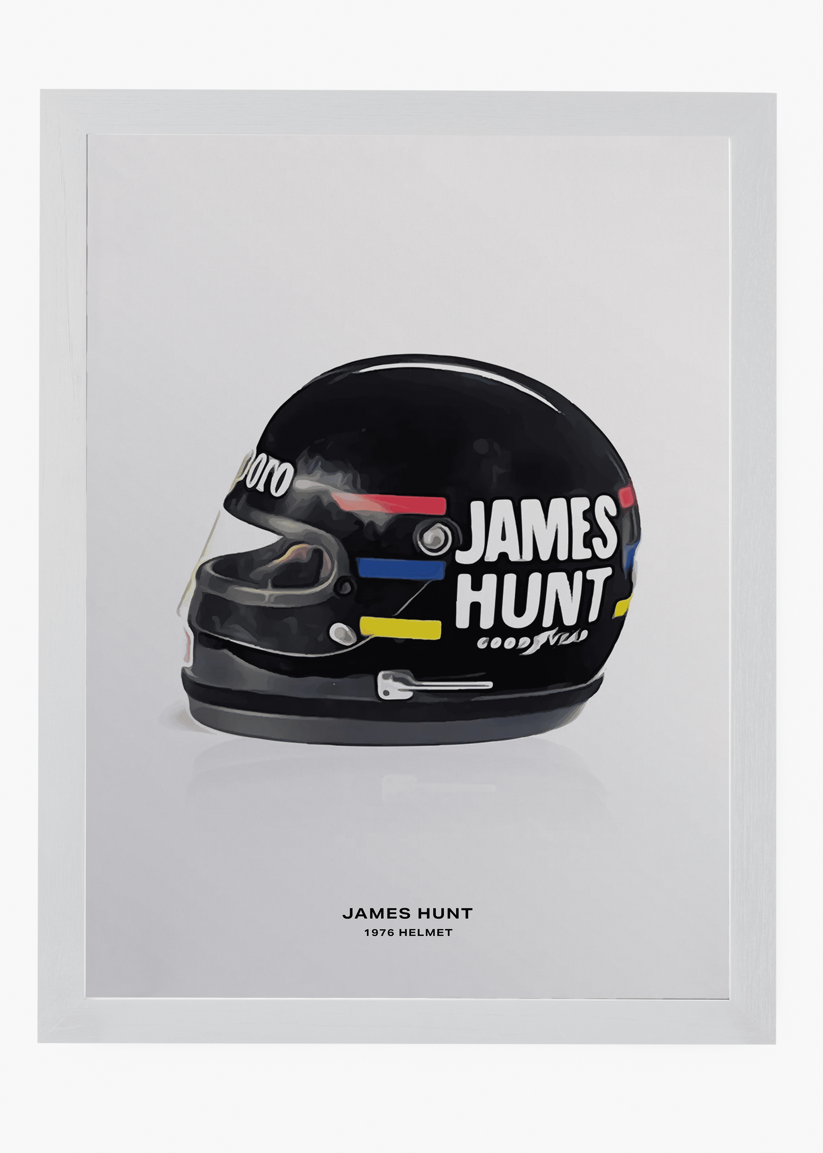 Quadro decorativo James Hunt 1976 — arte de automobilismo para parede | Cübe Quadros