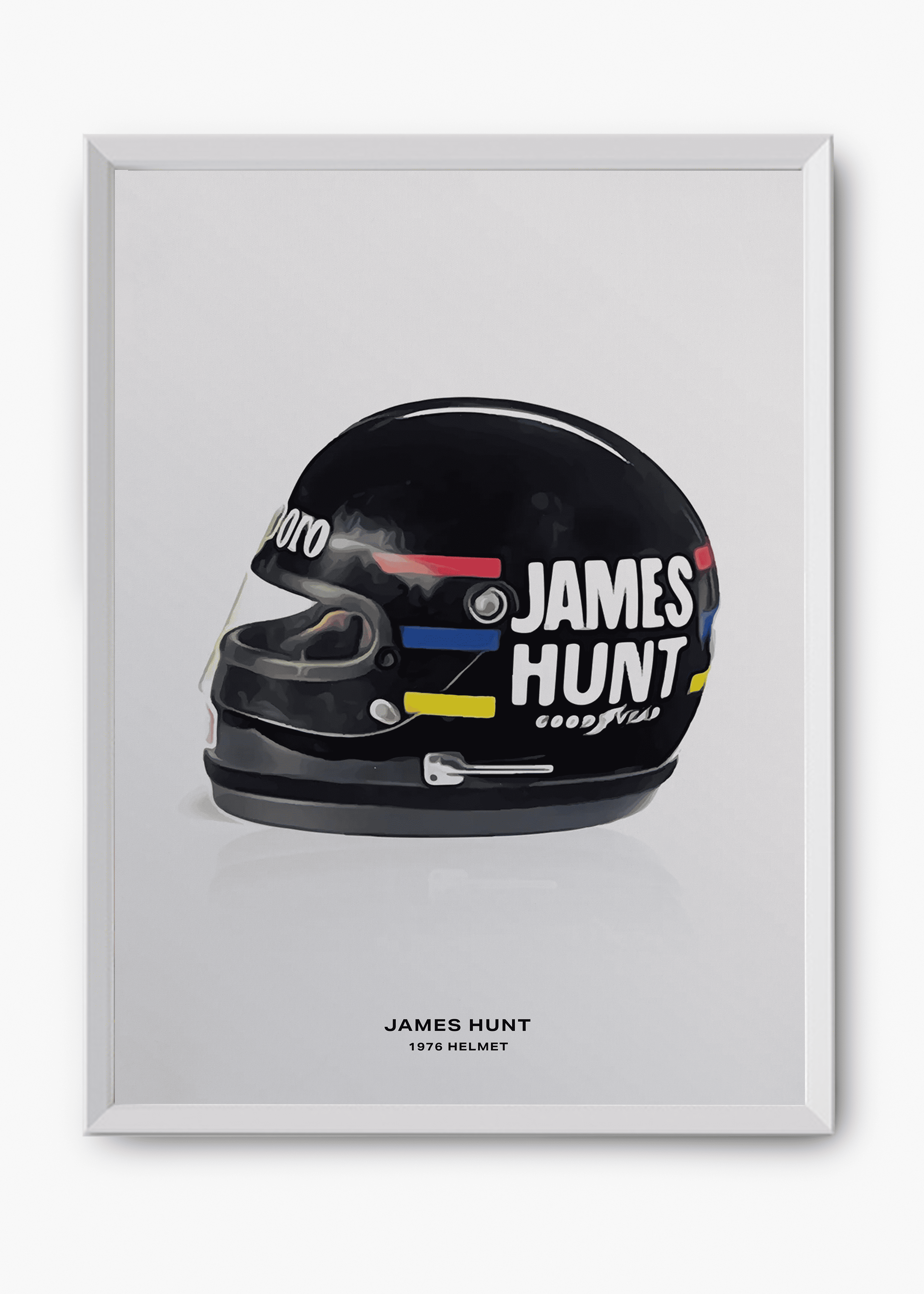 Quadro decorativo James Hunt 1976 — arte de automobilismo para parede | Cübe Quadros