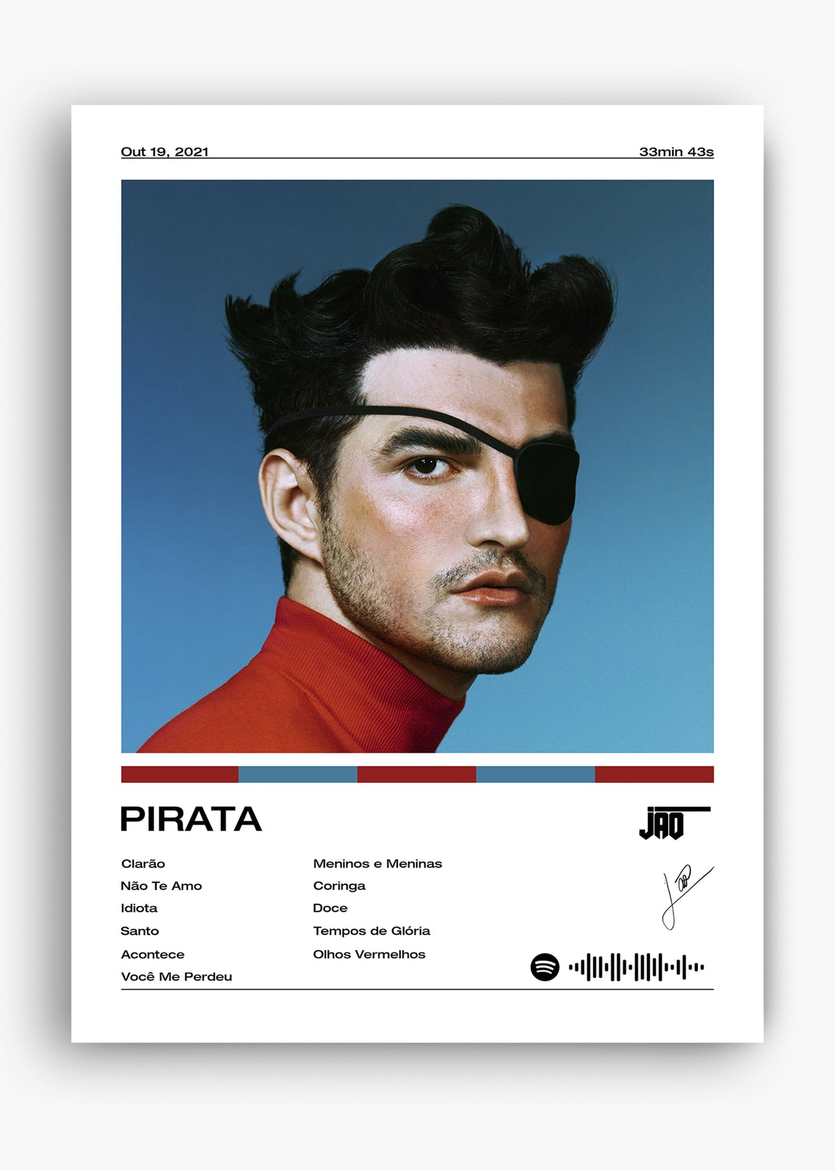 Quadro decorativo Jão Pirata — arte musical brasileira para parede | Cübe Quadros
