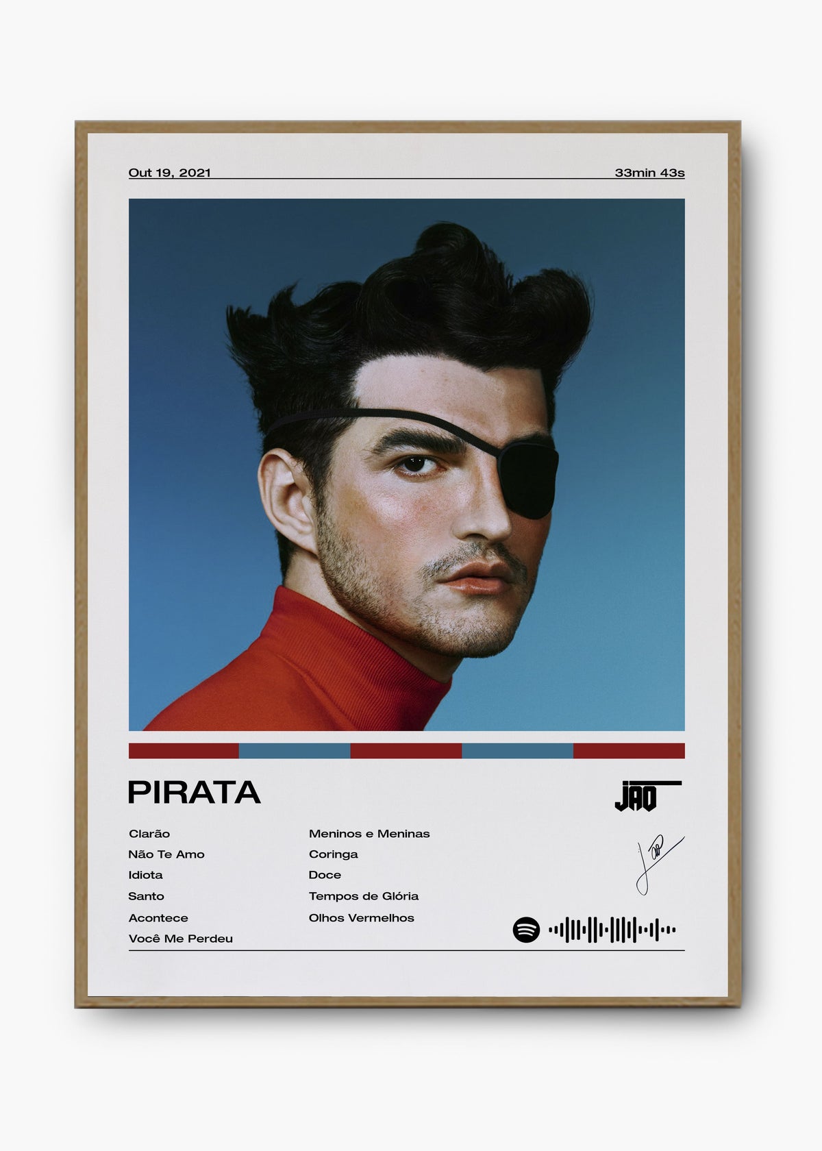 Quadro decorativo Jão Pirata — arte musical brasileira para parede | Cübe Quadros