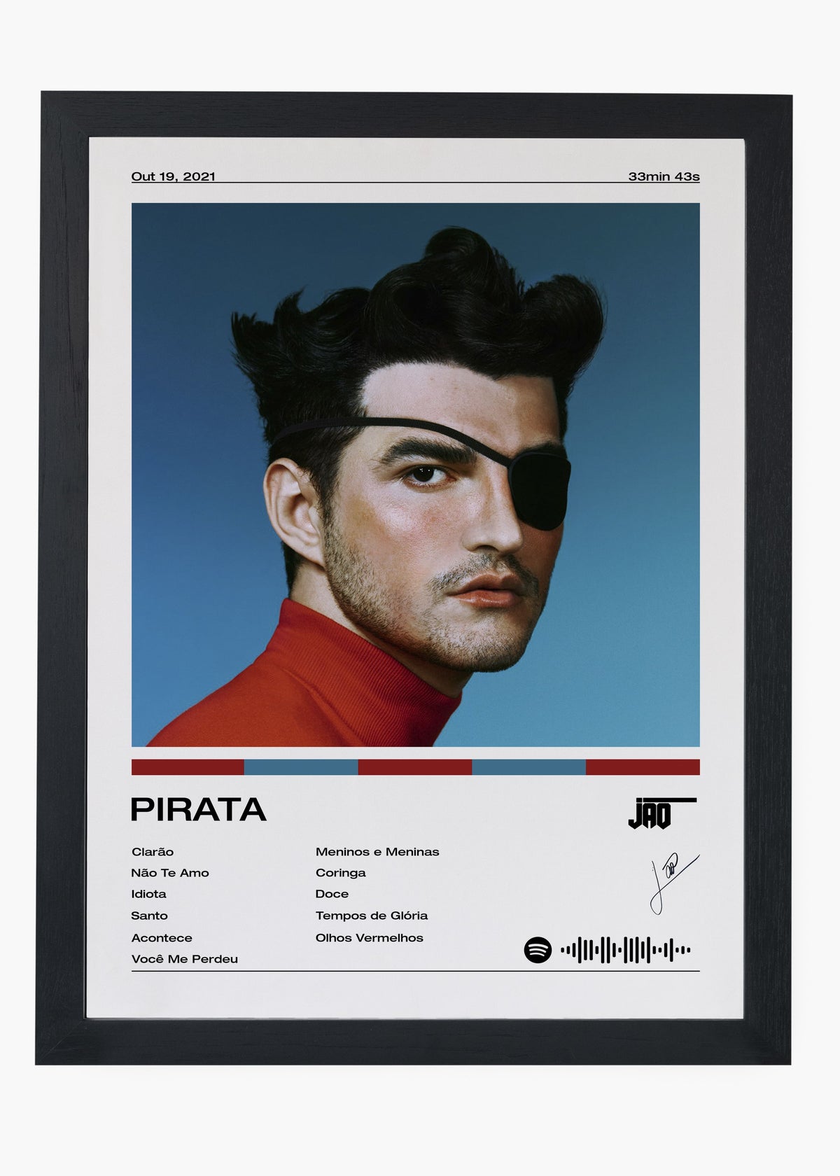 Quadro decorativo Jão Pirata — arte musical brasileira para parede | Cübe Quadros