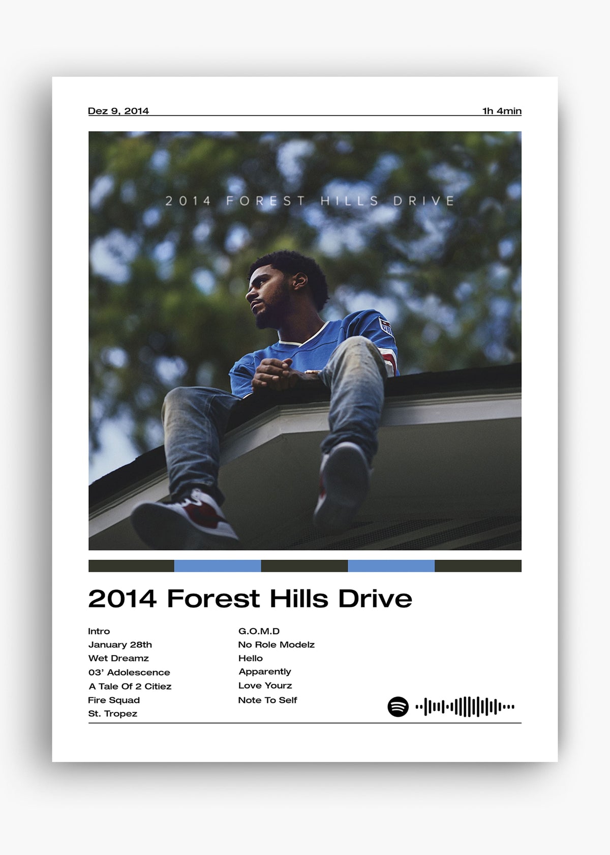 Quadro decorativo J. Cole 2014 Forest Hills Drive — arte de rap para parede | Cübe Quadros