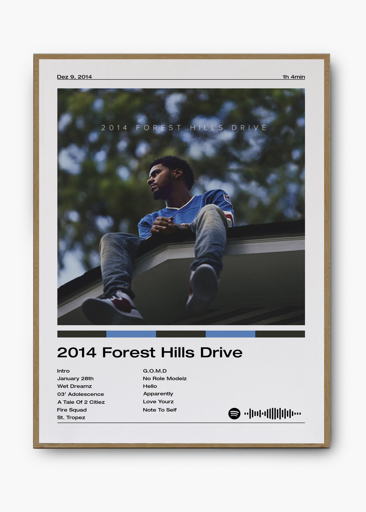 Quadro decorativo J. Cole 2014 Forest Hills Drive — arte de rap para parede | Cübe Quadros