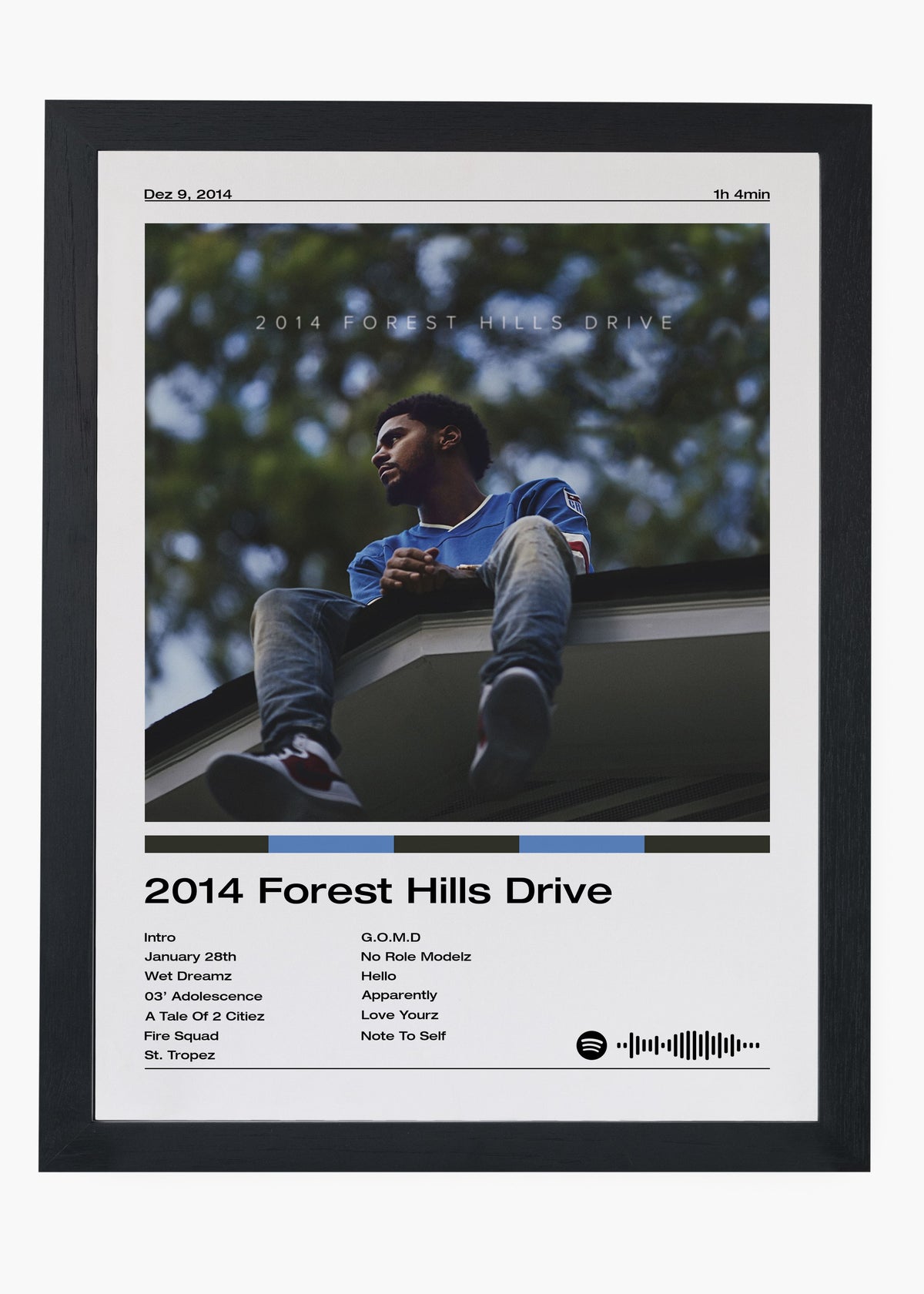 Quadro decorativo J. Cole 2014 Forest Hills Drive — arte de rap para parede | Cübe Quadros
