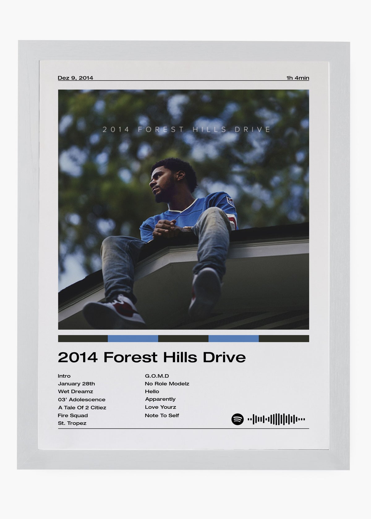 Quadro decorativo J. Cole 2014 Forest Hills Drive — arte de rap para parede | Cübe Quadros