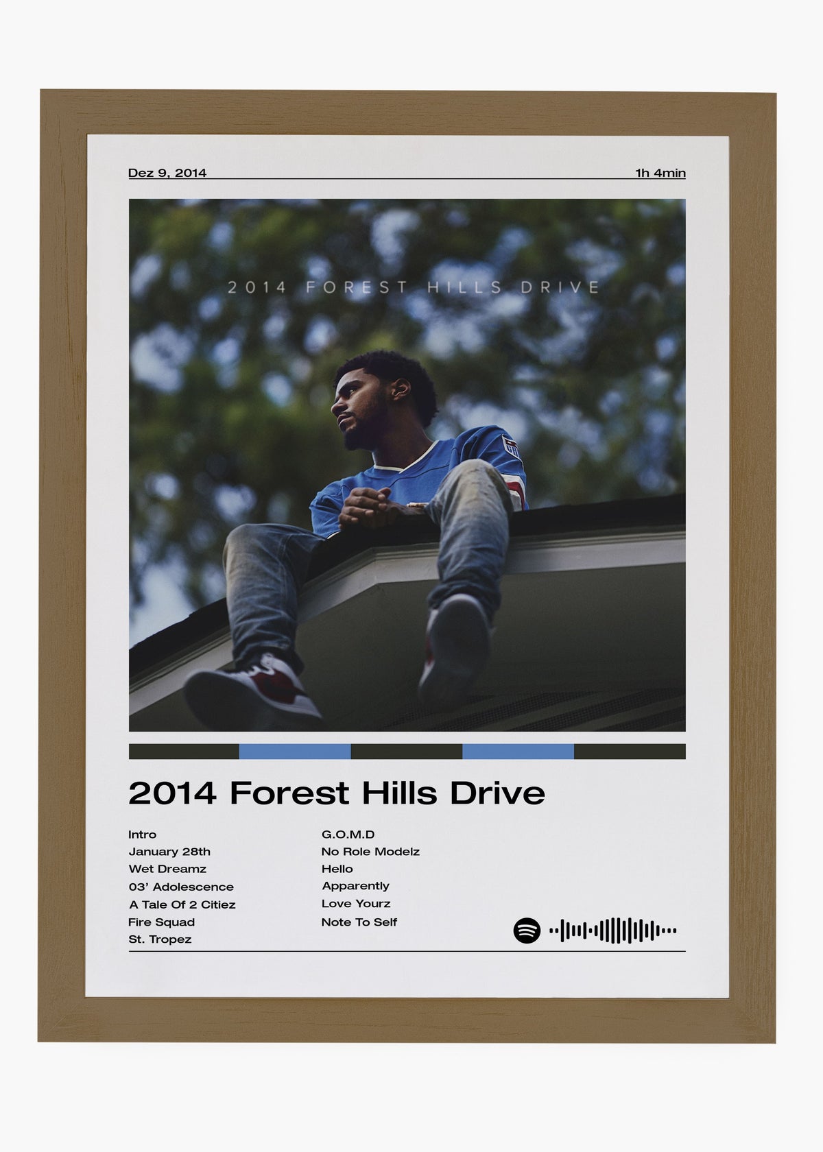 Quadro decorativo J. Cole 2014 Forest Hills Drive — arte de rap para parede | Cübe Quadros