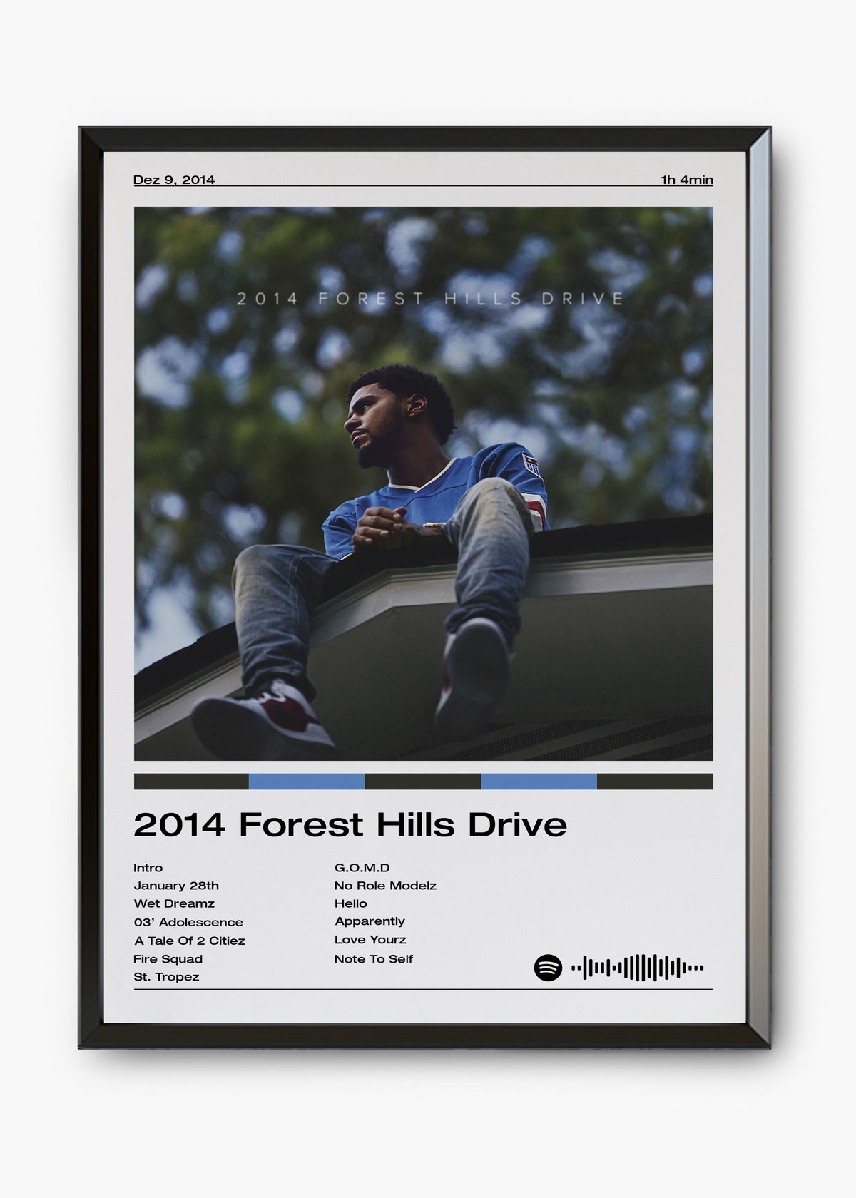 Quadro decorativo J. Cole 2014 Forest Hills Drive — arte de rap para parede | Cübe Quadros
