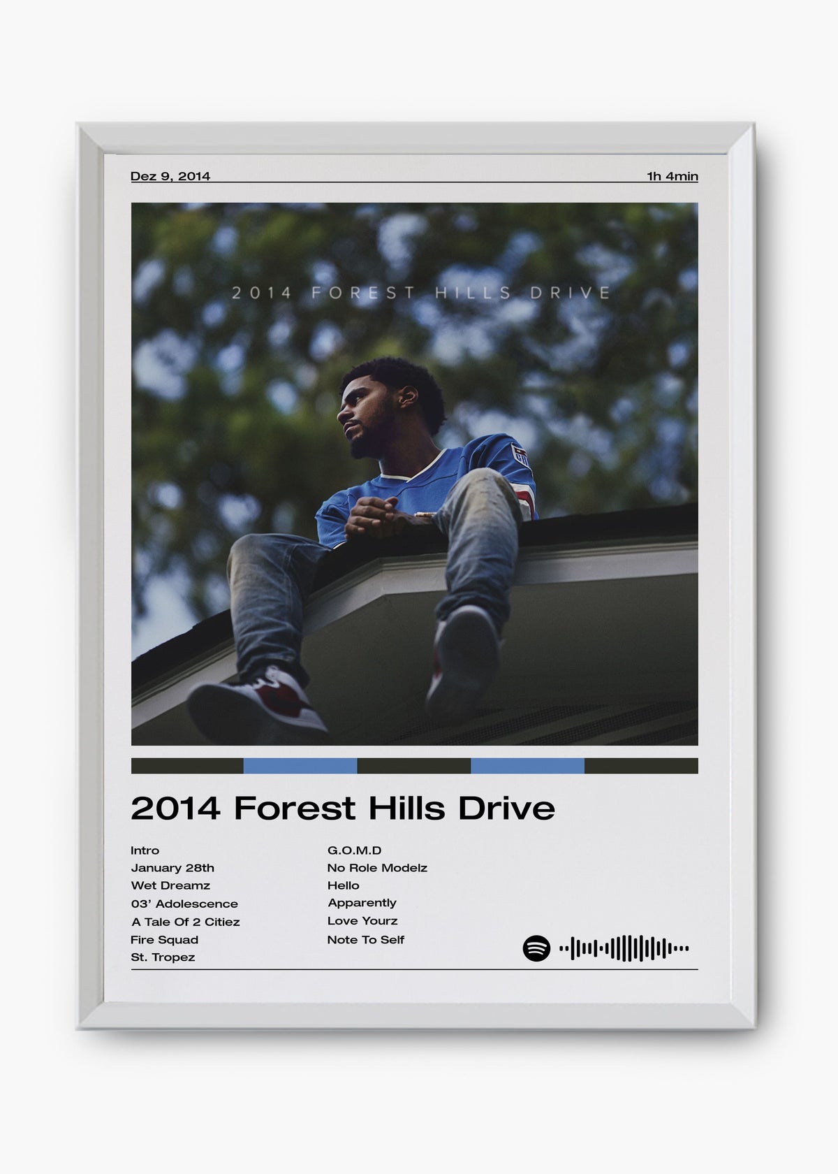 Quadro decorativo J. Cole 2014 Forest Hills Drive — arte de rap para parede | Cübe Quadros