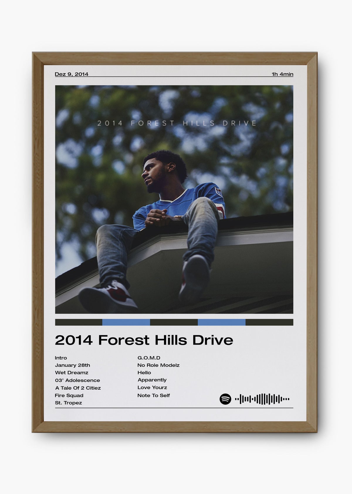 Quadro decorativo J. Cole 2014 Forest Hills Drive — arte de rap para parede | Cübe Quadros