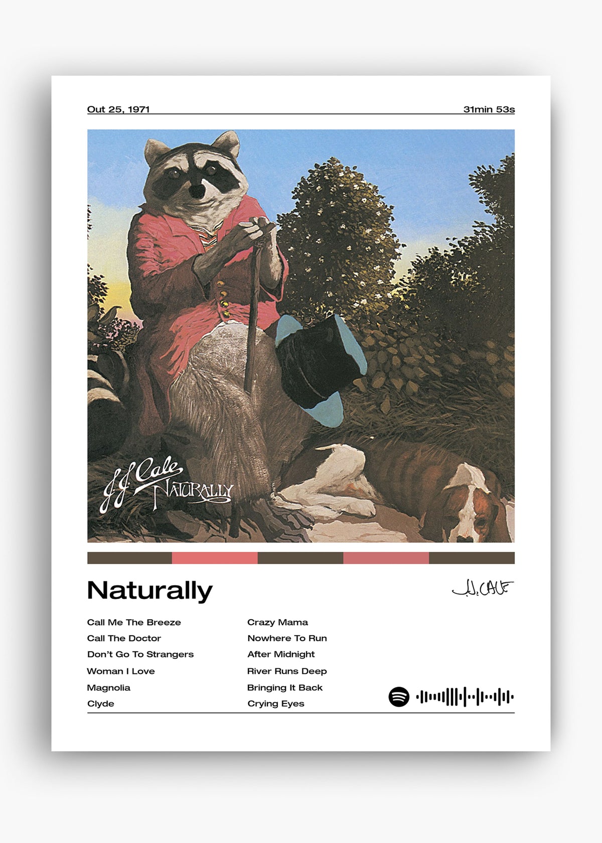 Quadro decorativo J. J. Cale Naturally — arte de blues rock para parede | Cübe Quadros