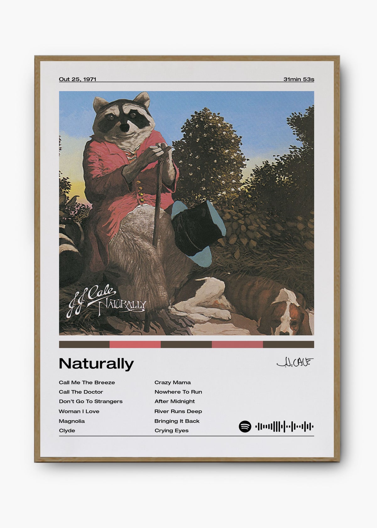 Quadro decorativo J. J. Cale Naturally — arte de blues rock para parede | Cübe Quadros